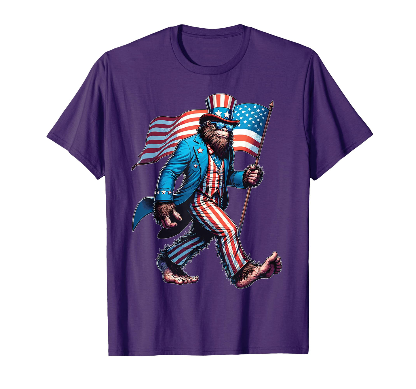Bigfoot Sasquatch 4th Of July Shirts Patriotic American Flag T-Shirt