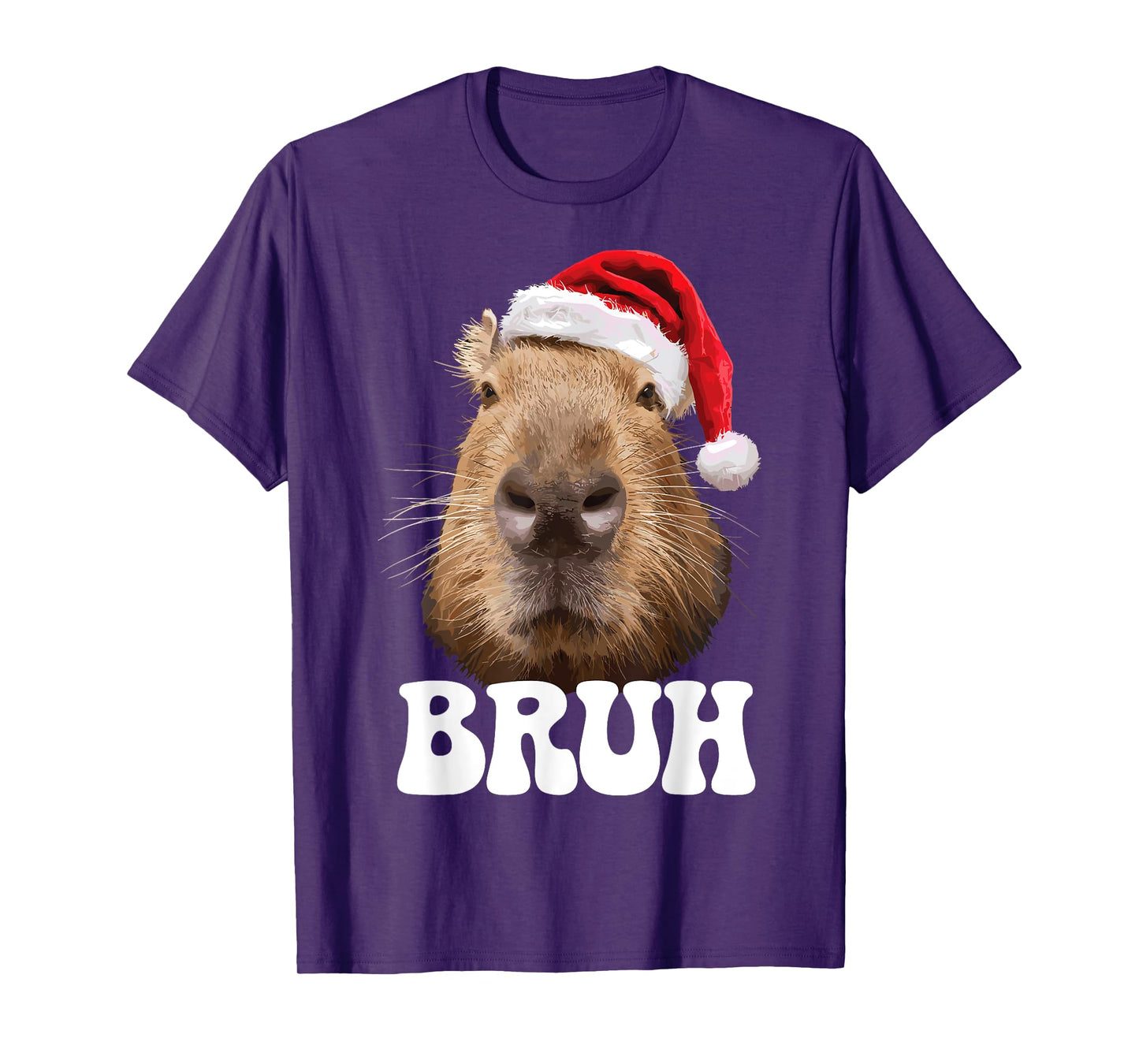 Capybara Bruh Funny Santa Hat Christmas Season Capybara T-Shirt