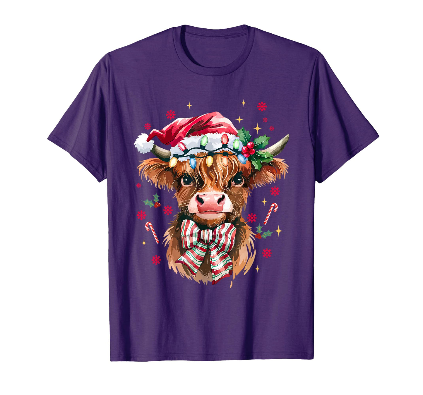 Coquette Christmas Western Highland Cow Santa Xmas Holiday T-Shirt