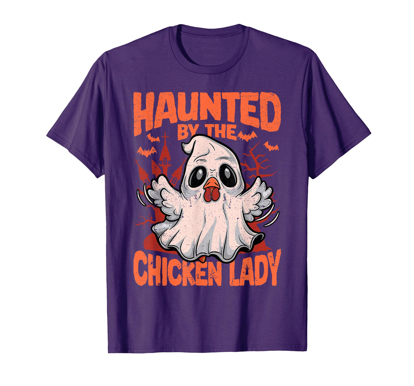 Halloween Chicken Ghost Haunted by the Chicken Lady T-Shirt