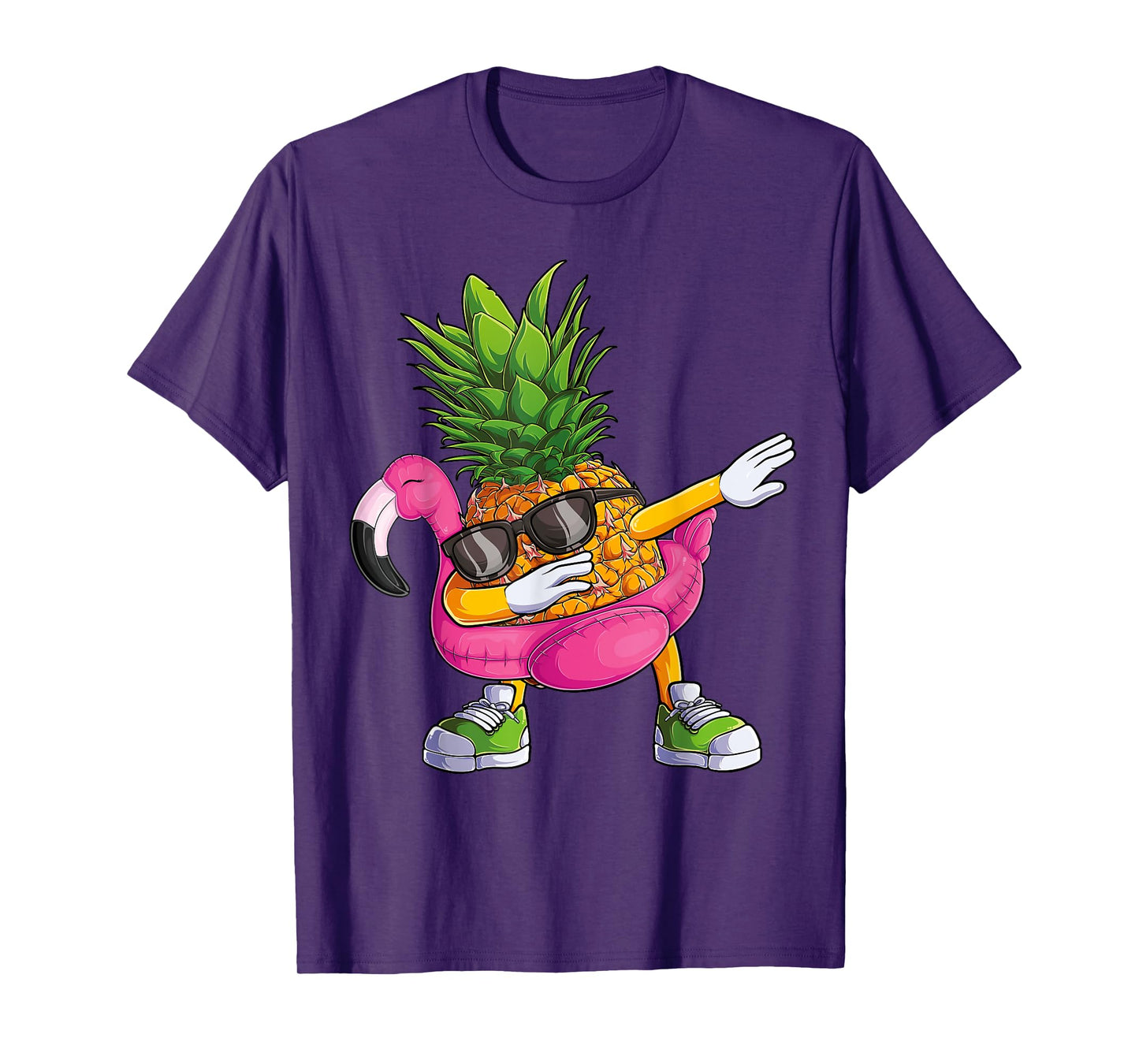 Dabbing Pineapple Flamingo Tropical aloha Beach Hawaiian T-Shirt