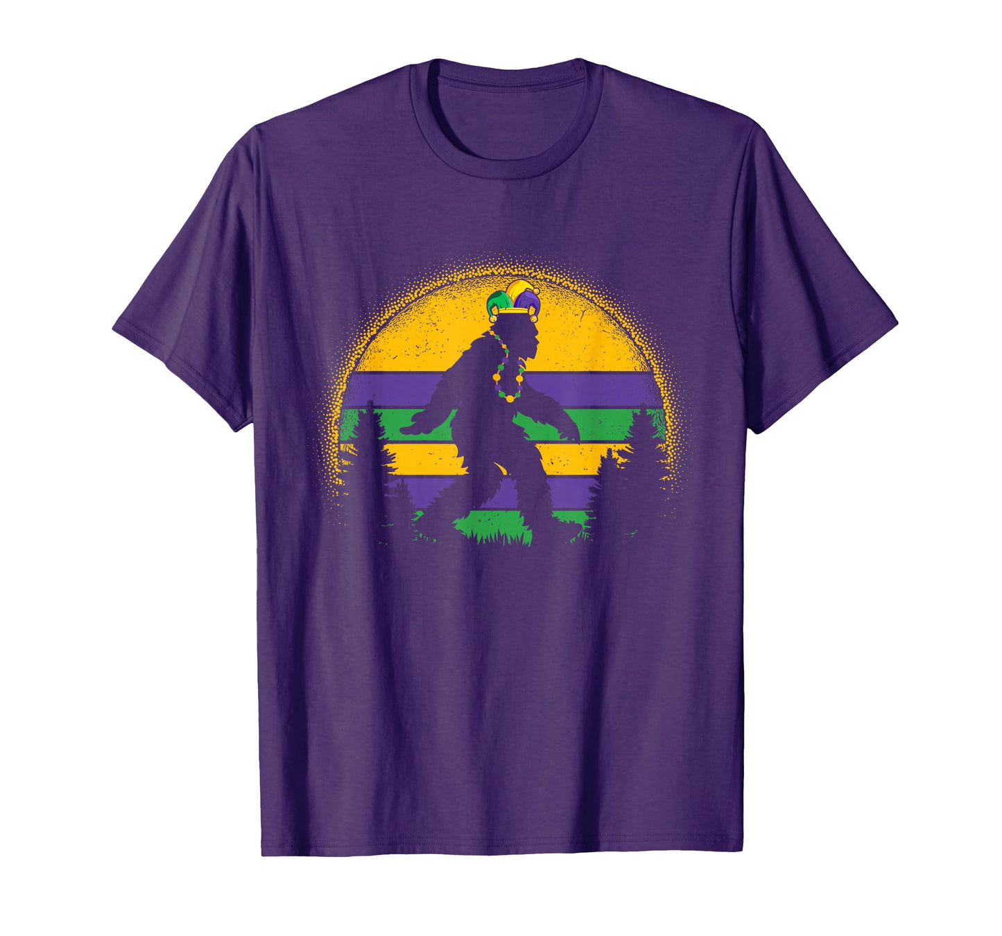 Mardi Gras Bigfoot Funny Kids Men Sasquatch Mardi Gras T-Shirt