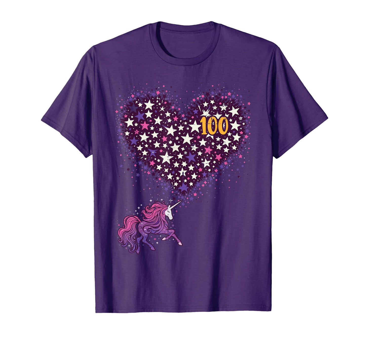 100 Days Of School Unicorn Stars 100th Day Women Girls Kids T-Shirt
