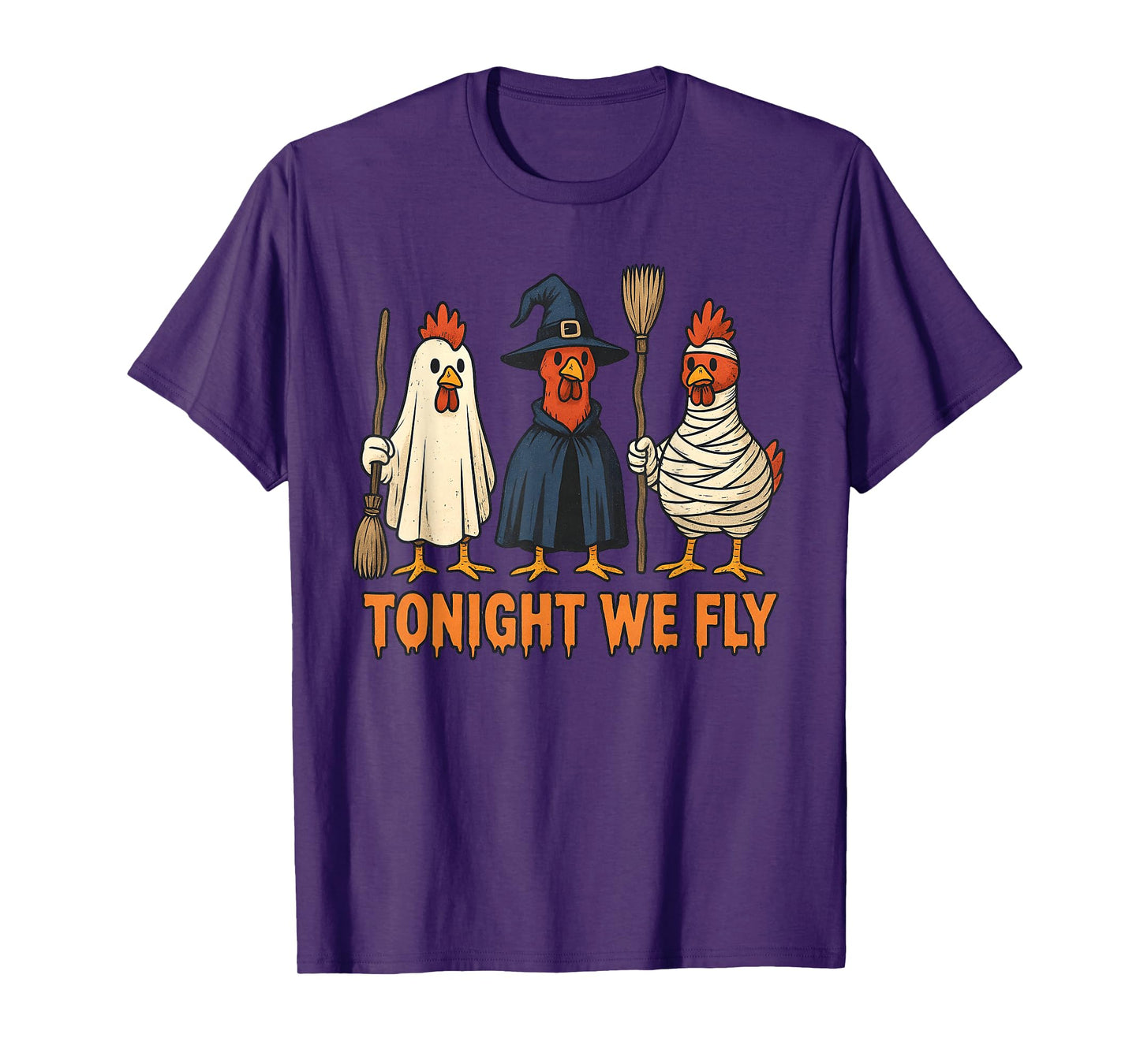 Tonight We Fly Funny Witch Chicken Halloween Men Women Kids T-Shirt