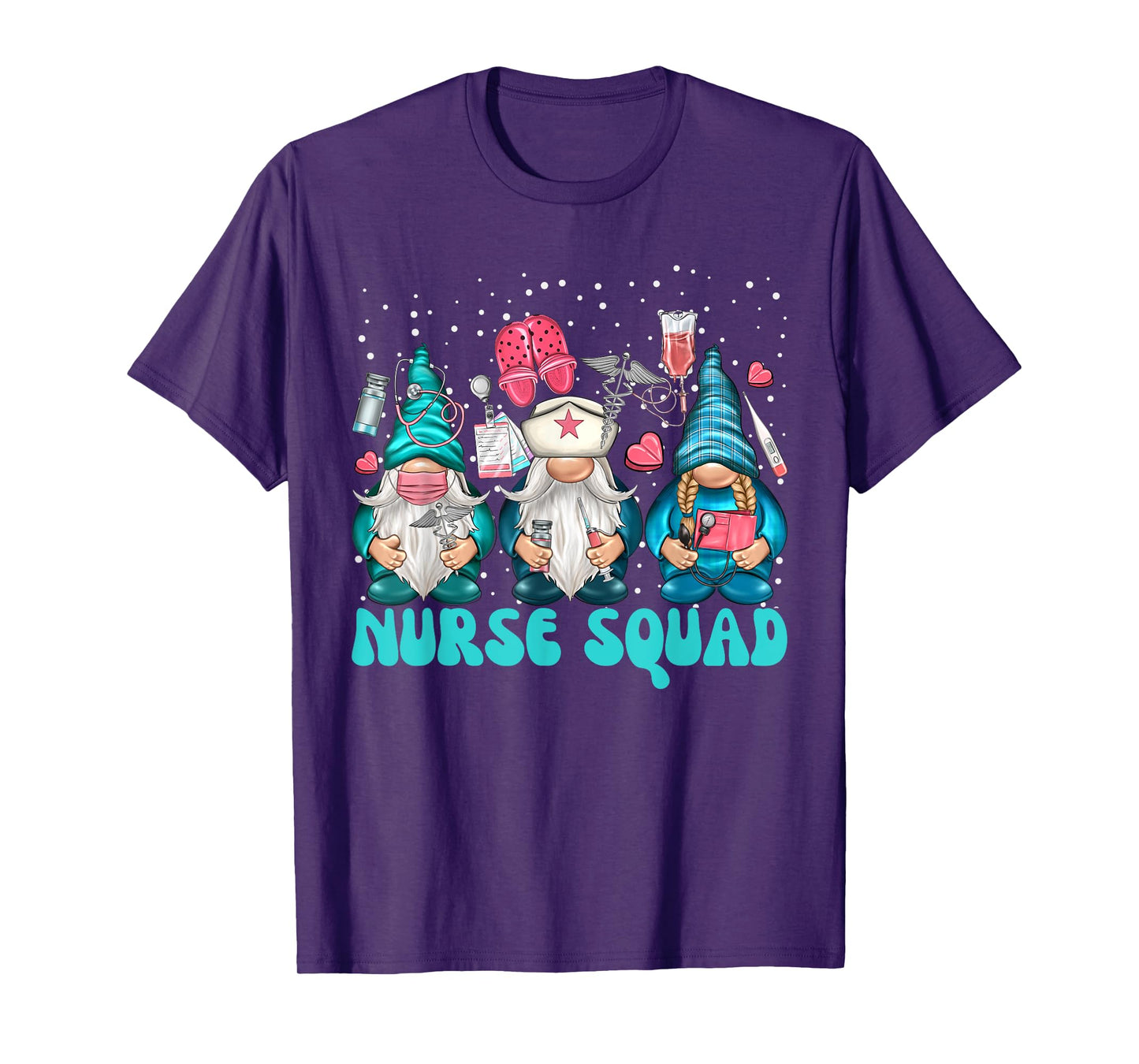 Funny Christmas Scrub Tops Women Gnomes Scrubs Nurse Squad T-Shirt