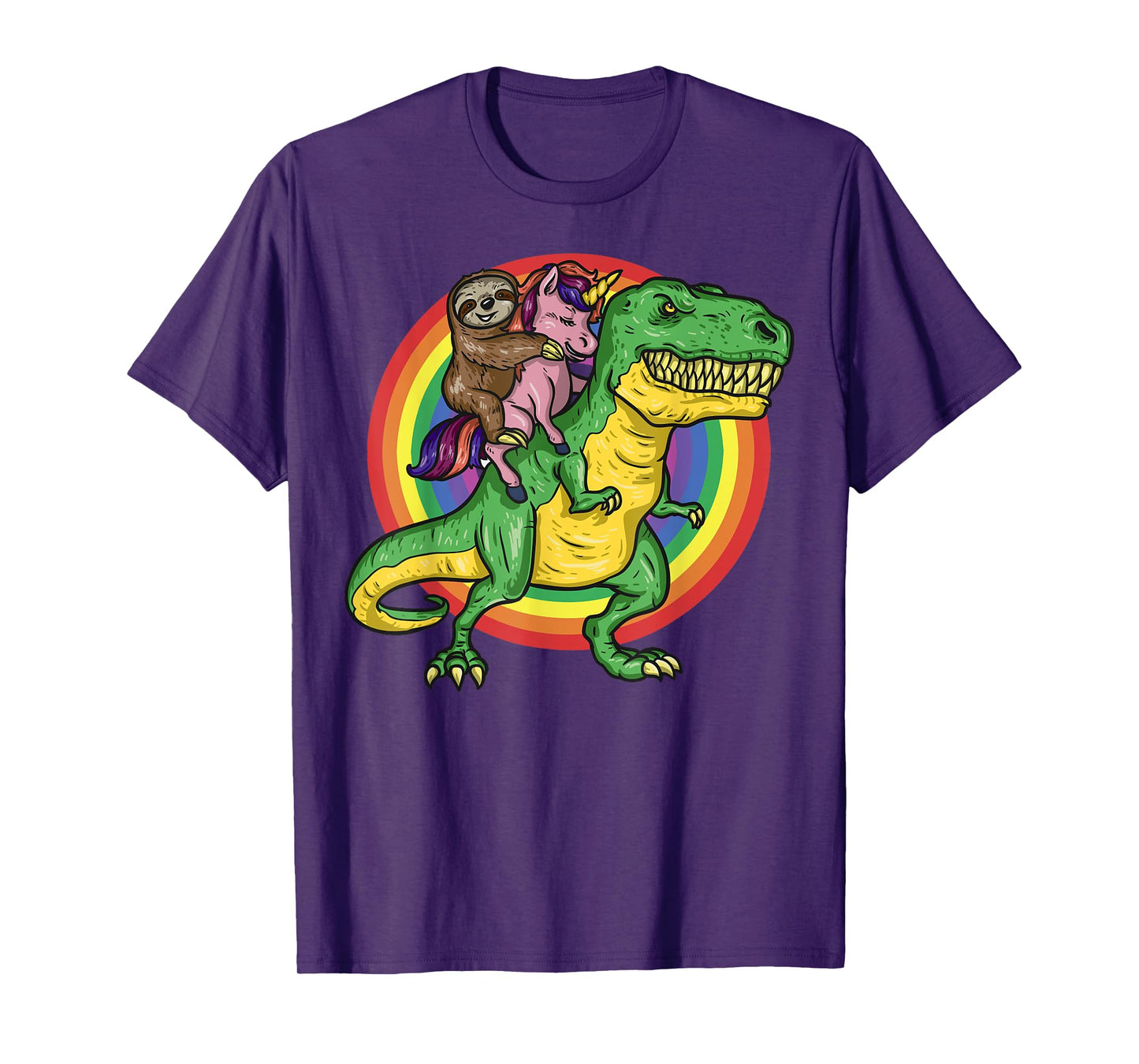 Sloth Unicorn Riding Trex Dinosaur Animal Lover Kids Gift T-Shirt