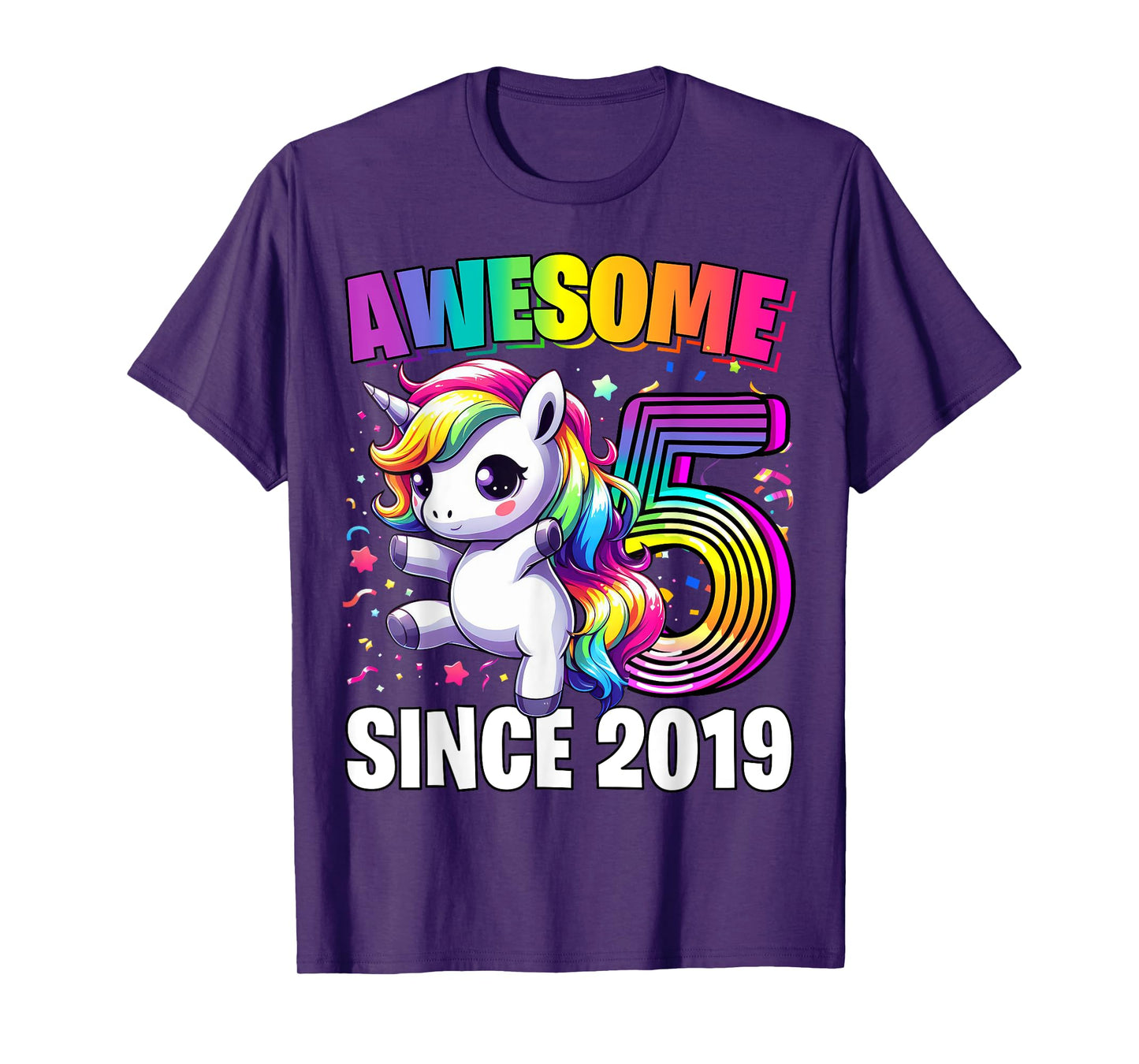 Unicorn 5th Birthday 5 Year Old Unicorn Party Girls Outfit T-Shirt