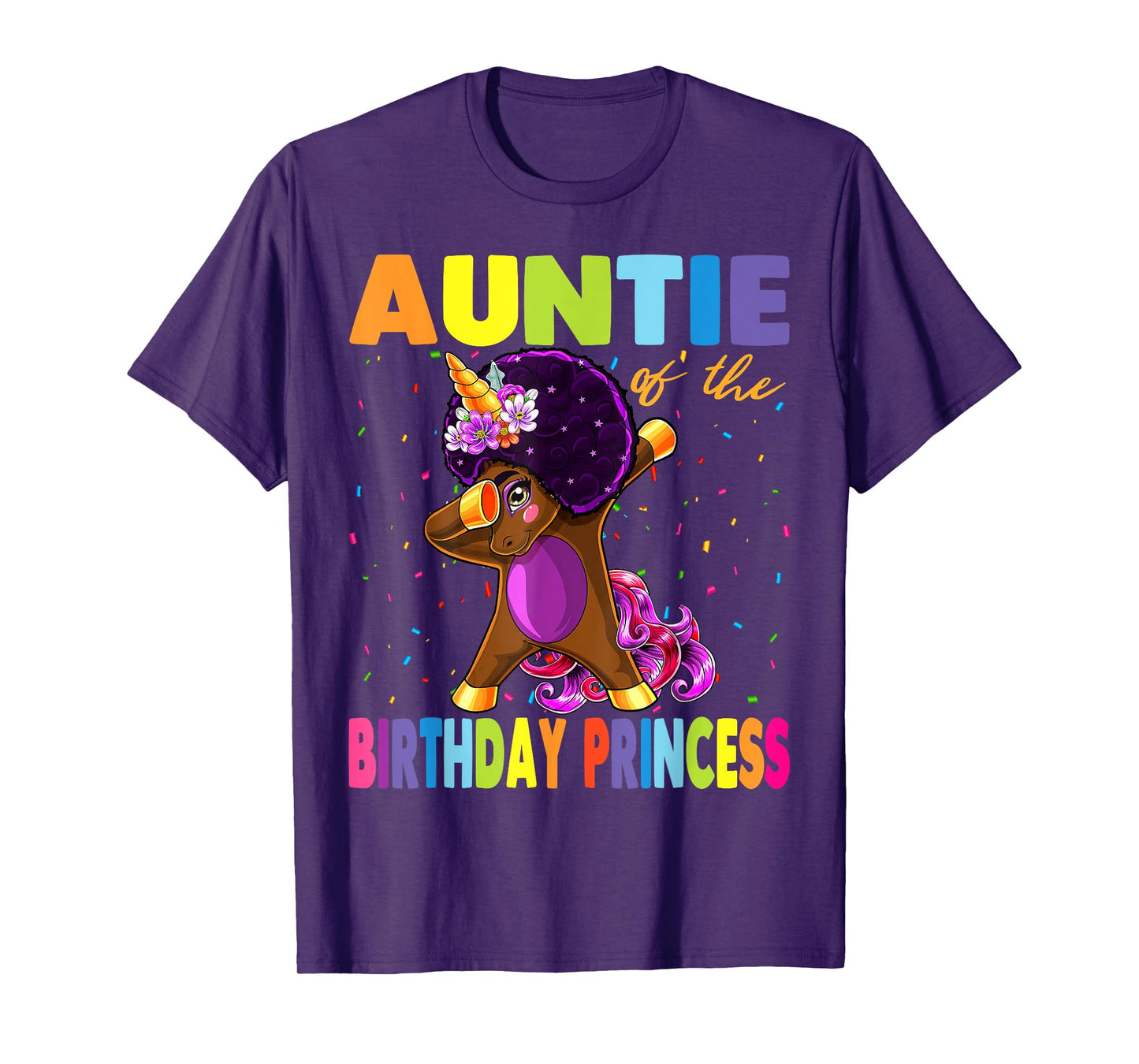 Dabbing Unicorn Afro Auntie of the Birthday Princess T-Shirt