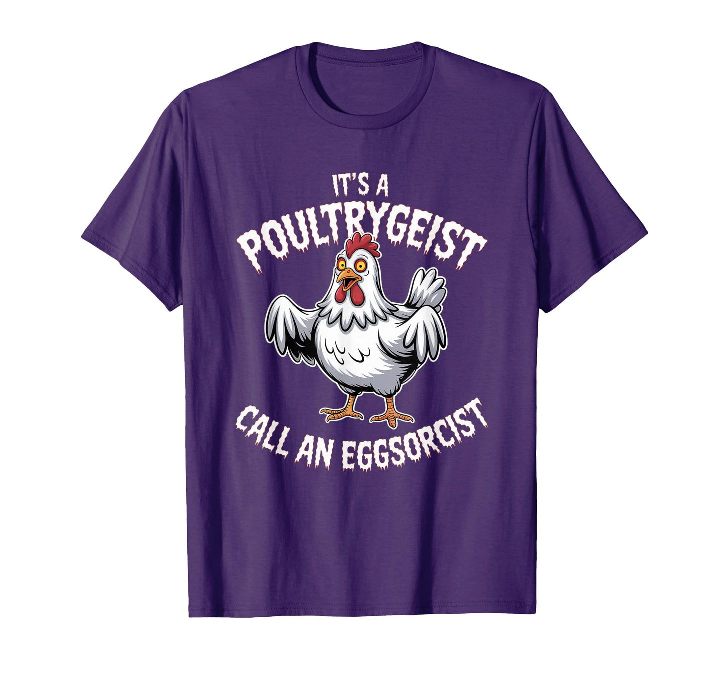 Funny Chicken Halloween Shirt Poultrygeist Call Eggsorcist T-Shirt