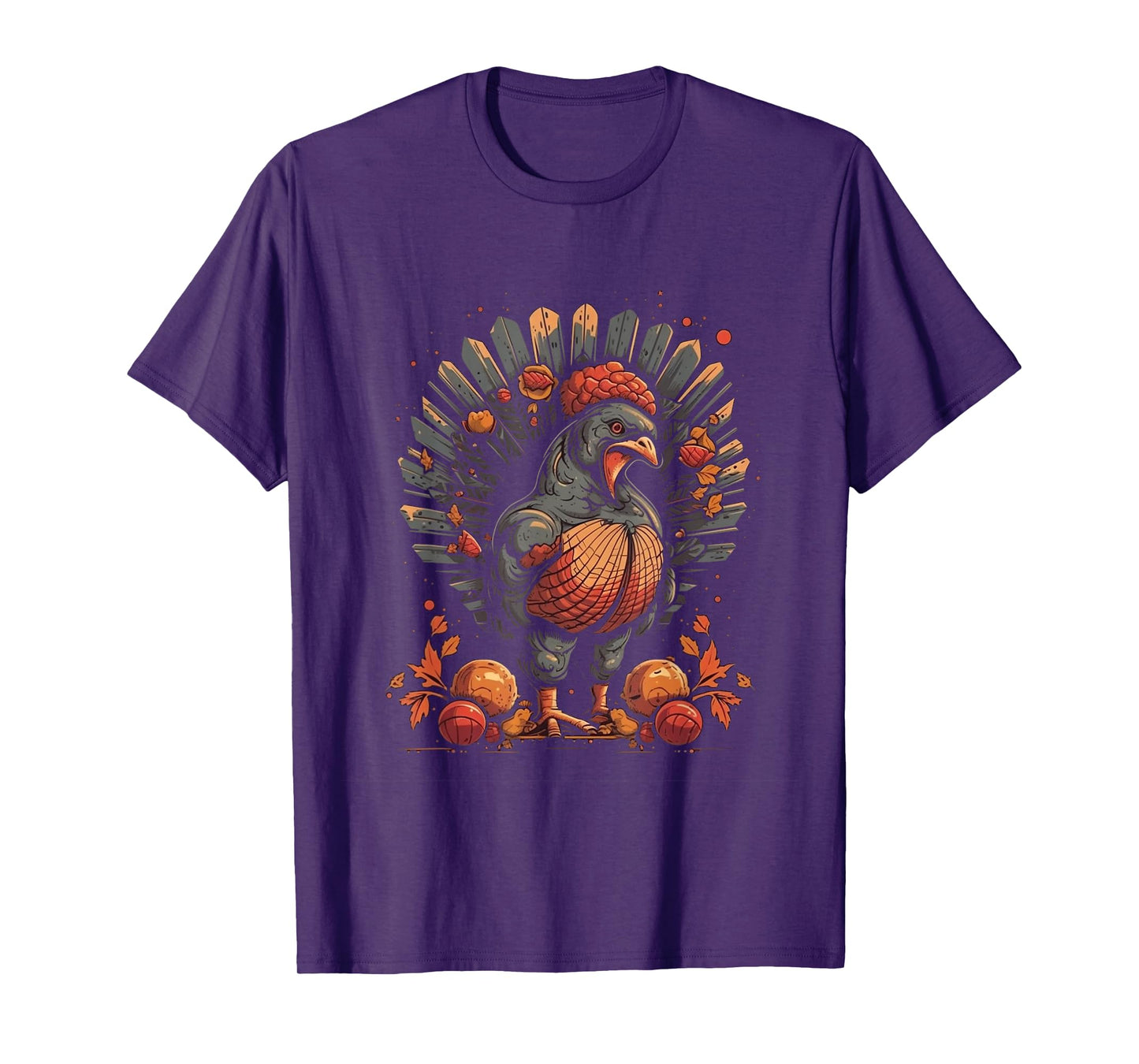 Turkey Fall Leaves Thanksgiving Day Animal Men Women Kids T-Shirt