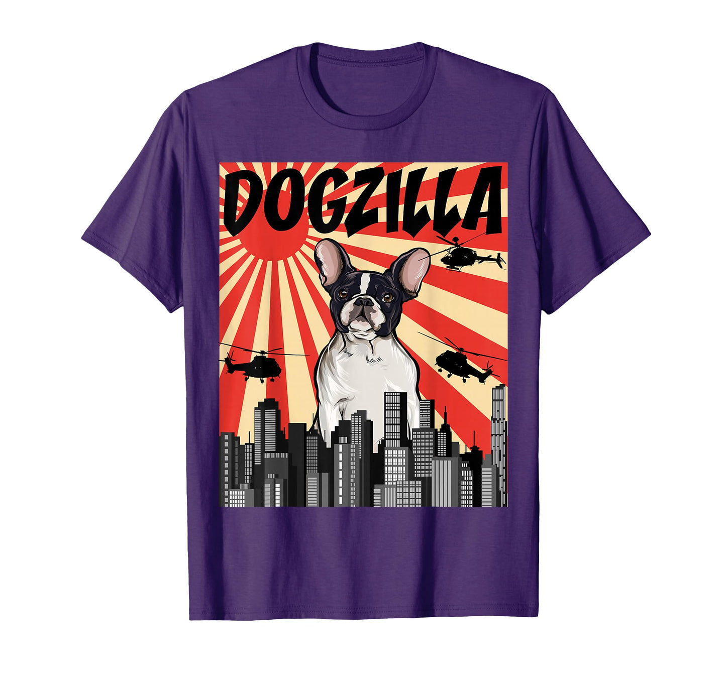 Funny Retro Japanese Dogzilla French Bulldog T-Shirt for Men Women