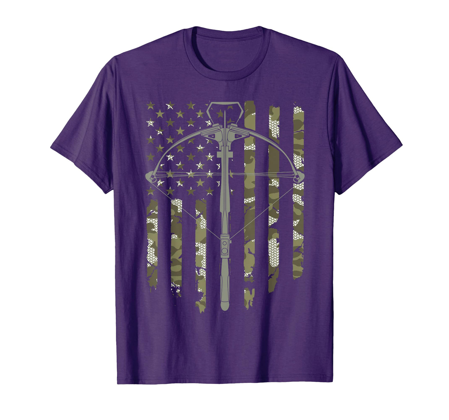 Crossbow Hunting Vintage American Flag Camouflage Women Men T-Shirt