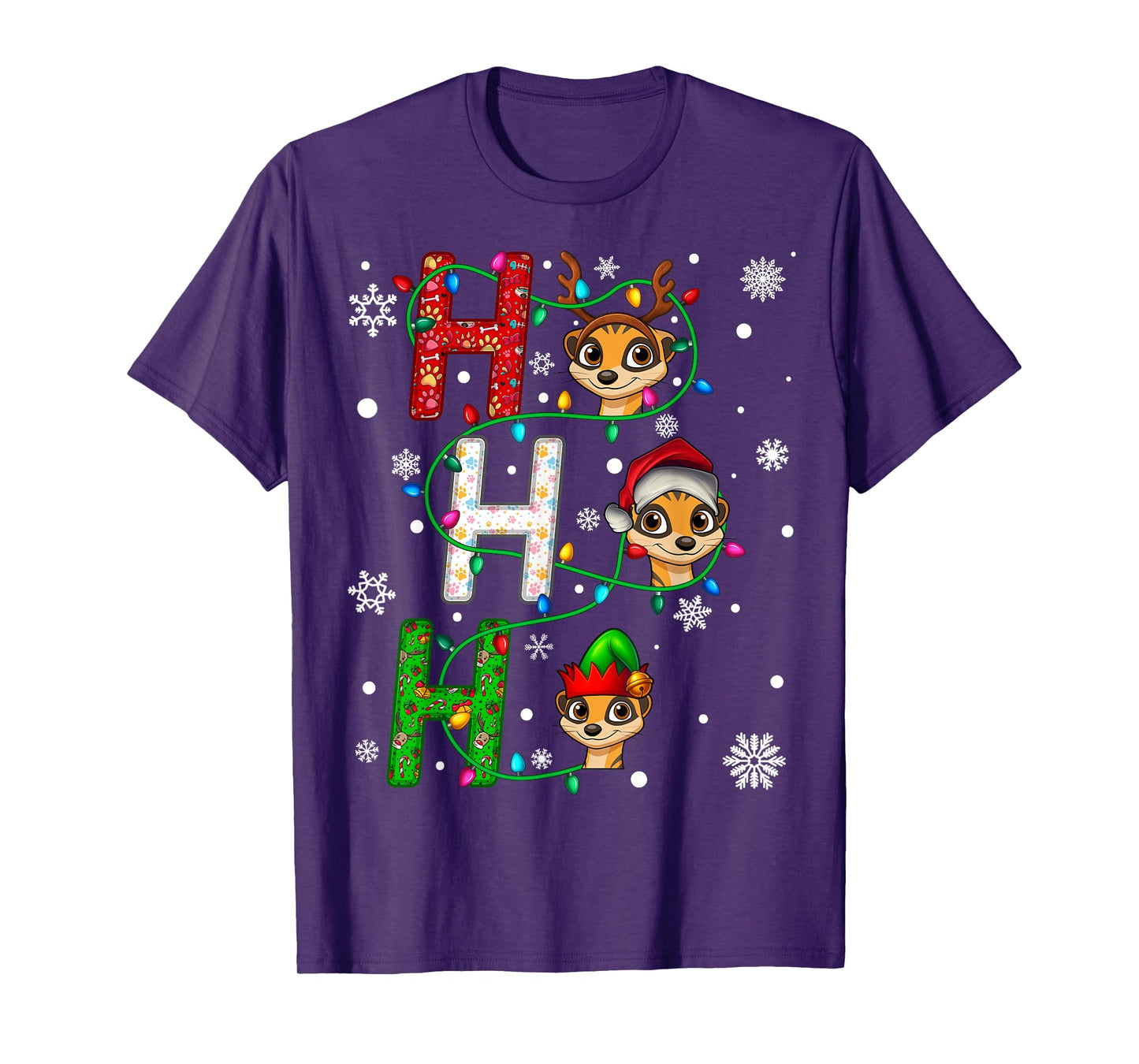 Matching Christmas Santa Hat Ho Ho Ho Meerkat Animal Xmas T-Shirt