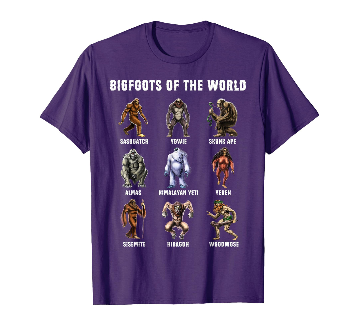 Cryptozoology Cryptid Fantasy Creatures Clothing Bigfoots Of The World Cryptozoology Cryptid Creature Unisex-Adults T-Shirt Black Small