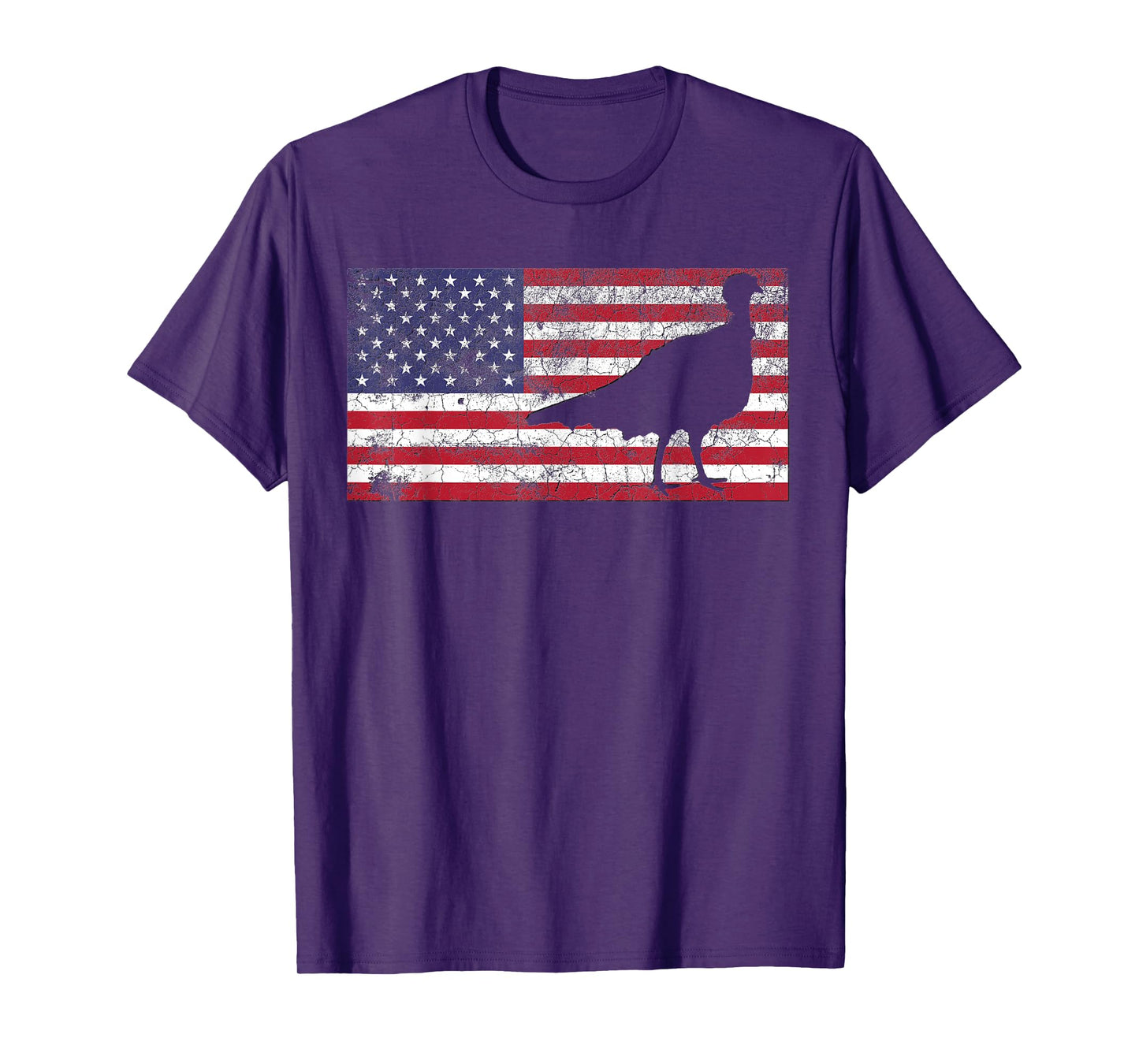 Turkey Hunting T Shirt American Flag USA 4th of July Bird T-Shirt for Women Girls Kids Men