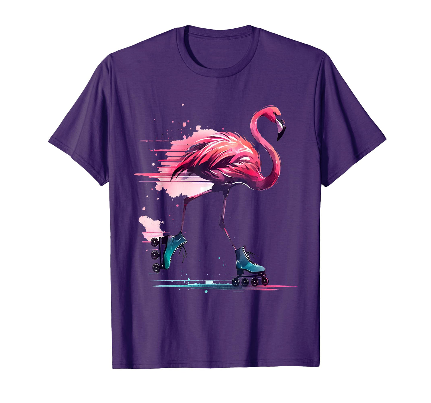 Funny Flamingo Roller Skating Cool Design Flamingo T-Shirt