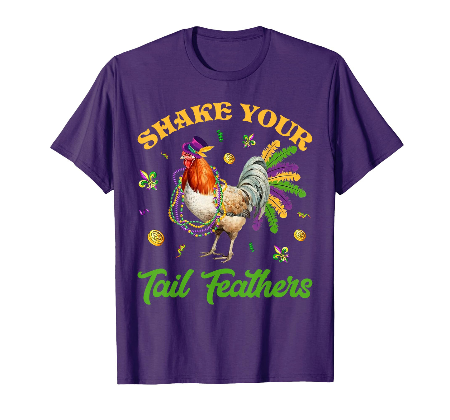 Shake Your Tail Feathers Mardi Gras Chicken Beads Women T-Shirt
