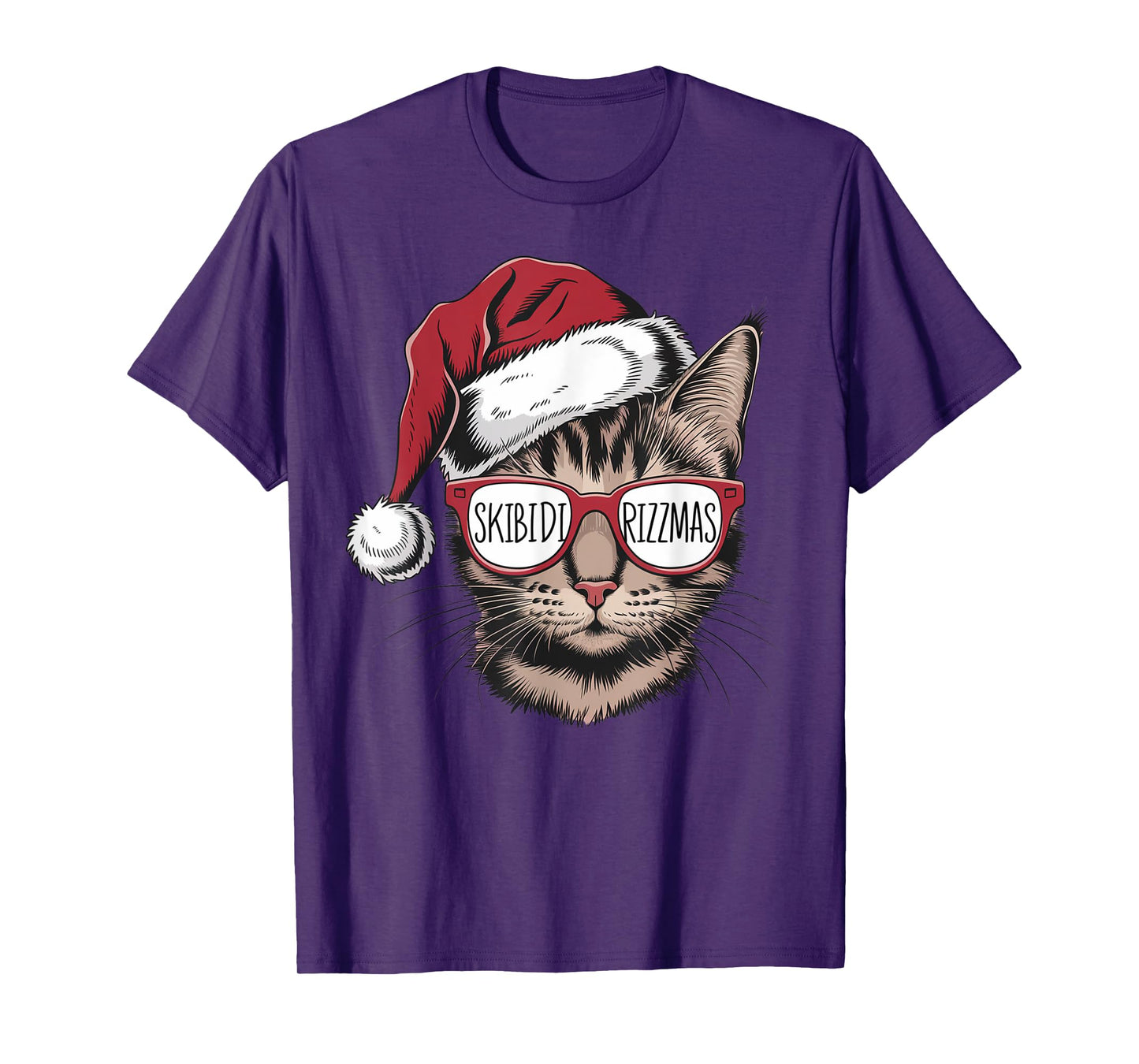 Cat Sunglasses Skibidi Rizzmas Christmas Rizz Santa Claus Men Women Kids T-Shirt