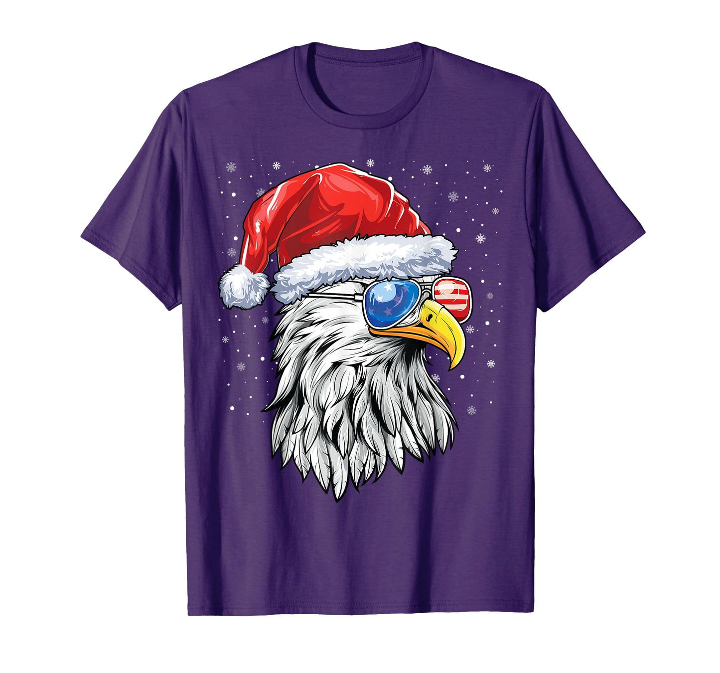 Santa Bald Eagle Shirt Men USA Flag Christmas Patriotic T-Shirt
