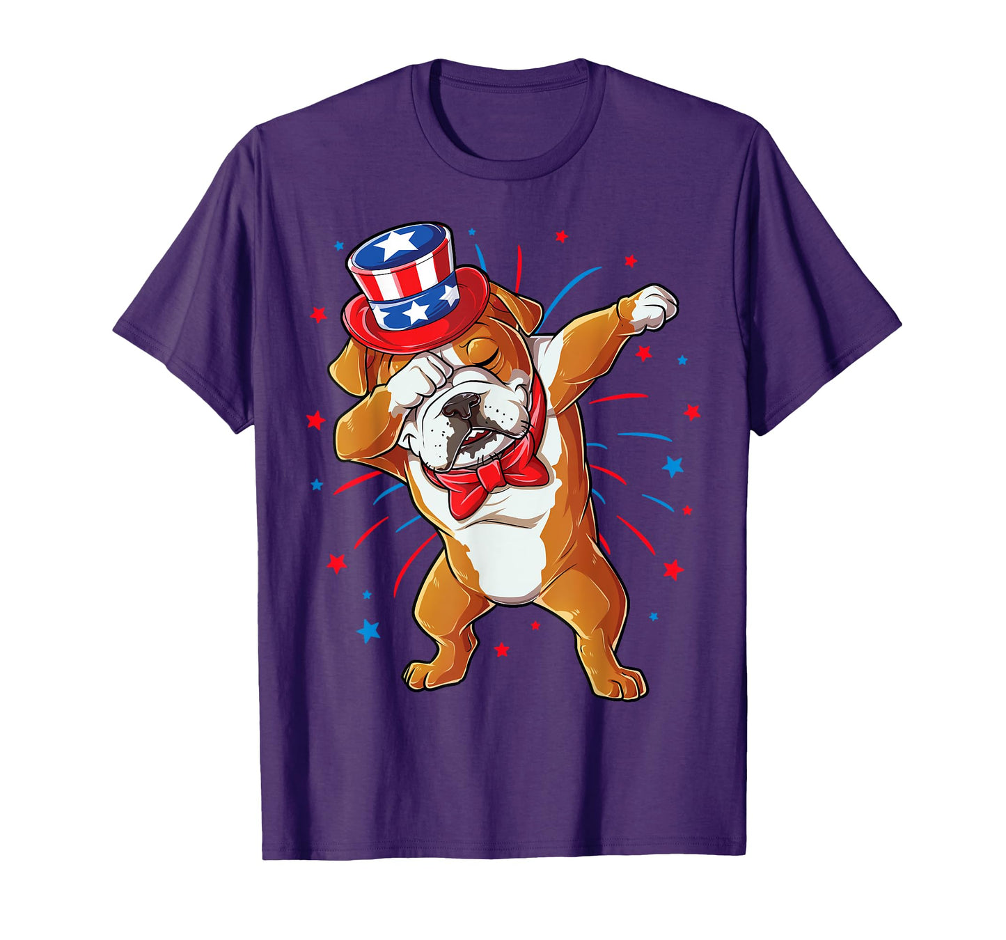 Dabbing English Bulldog 4th of July T shirt Men USA Flag T-Shirt