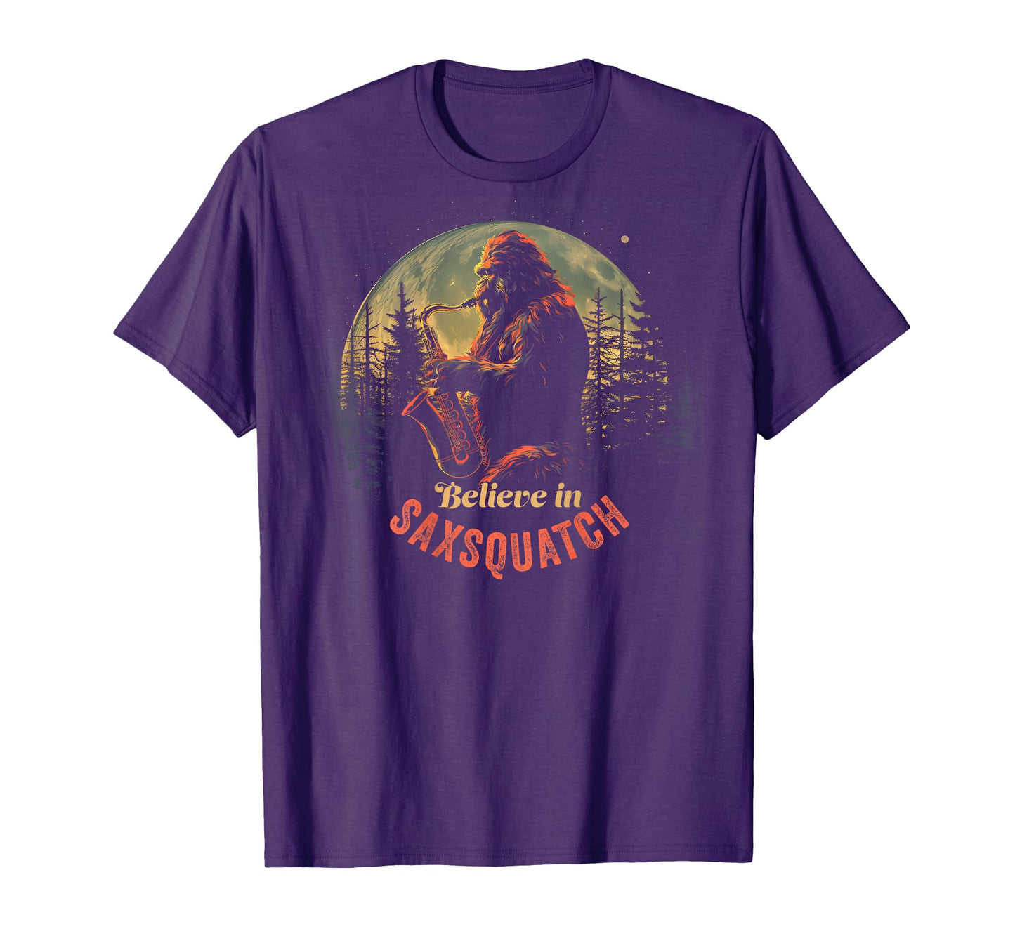 Yeti Bigfoot Playing Saxophone Sax-Squatch T-Shirt Back of T-Shirt