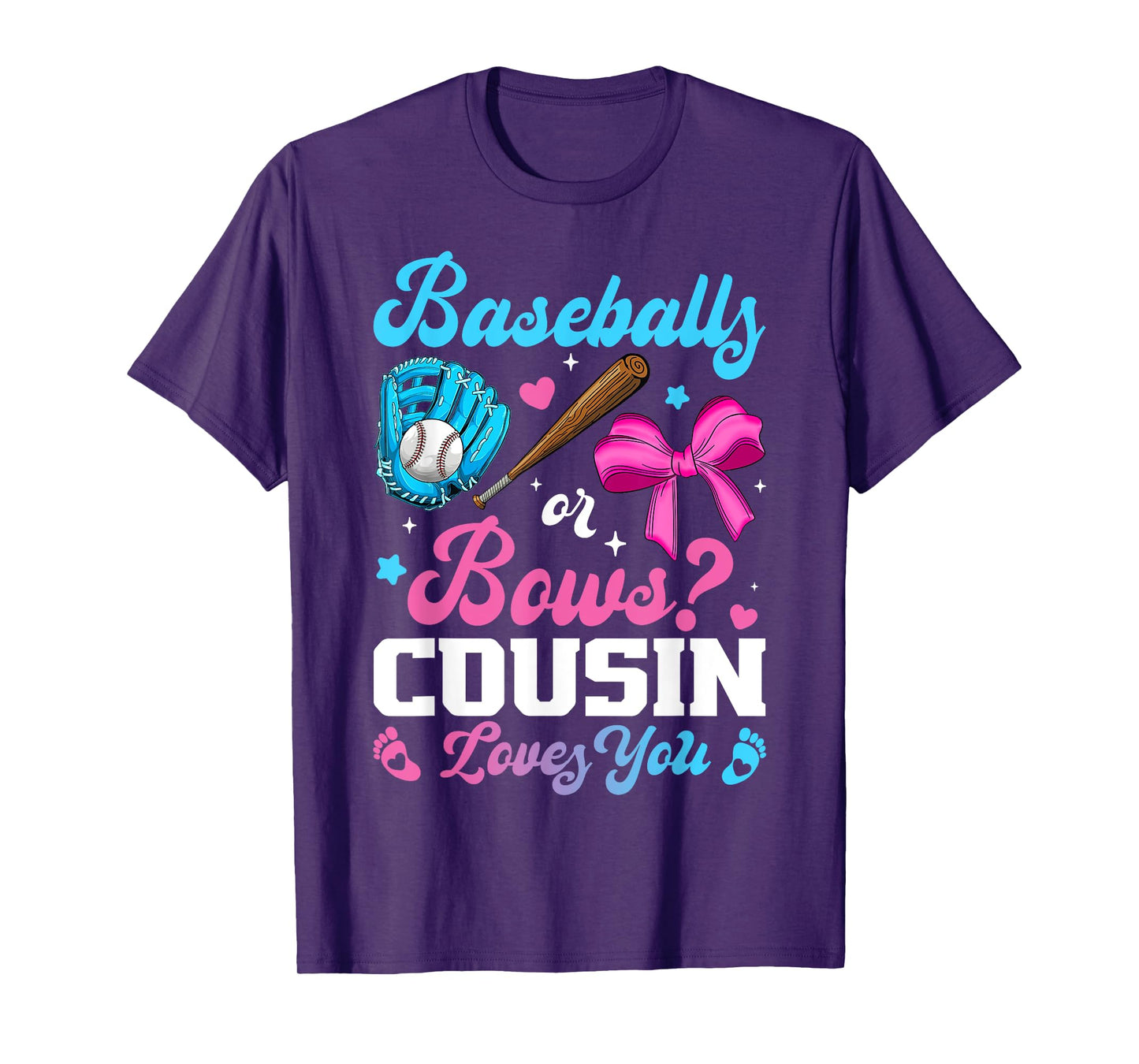 Baseball Or Bows Cousin Loves You Funny Gender Reveal T-Shirt