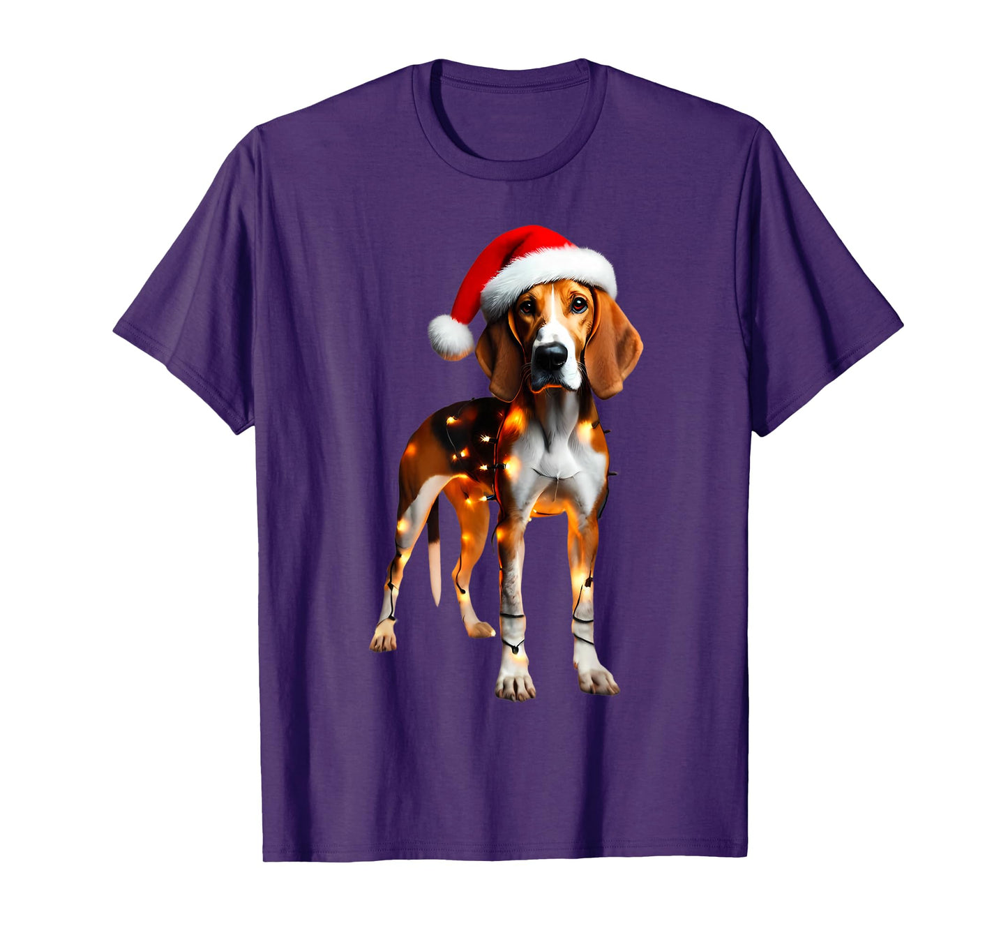 American Foxhound Dog Santa Hat Christmas Lights Owner Mom T-Shirt
