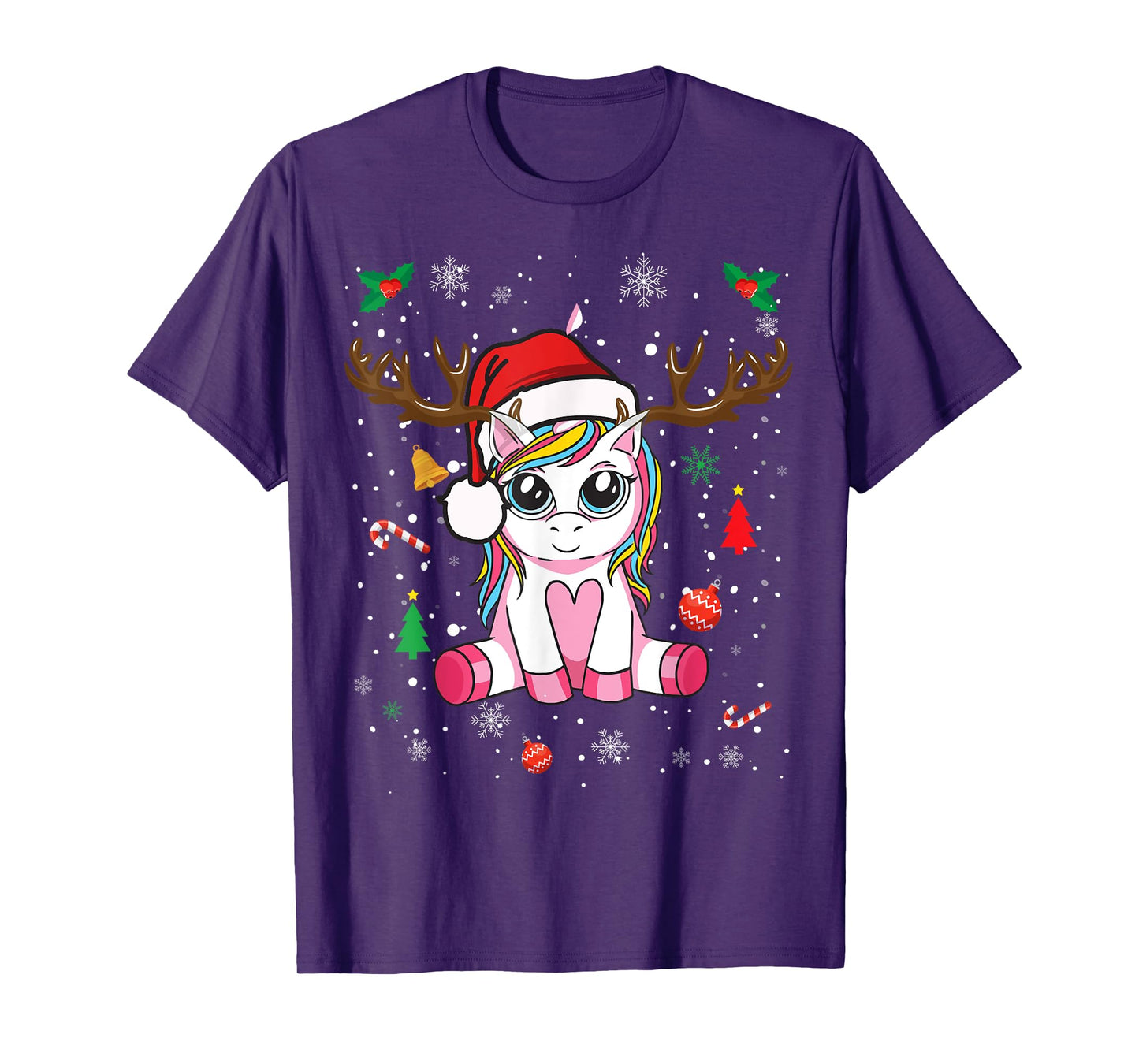 Cute Christmas Shirt Girls Women Xmas Unicorn Deer Christmas T-Shirt