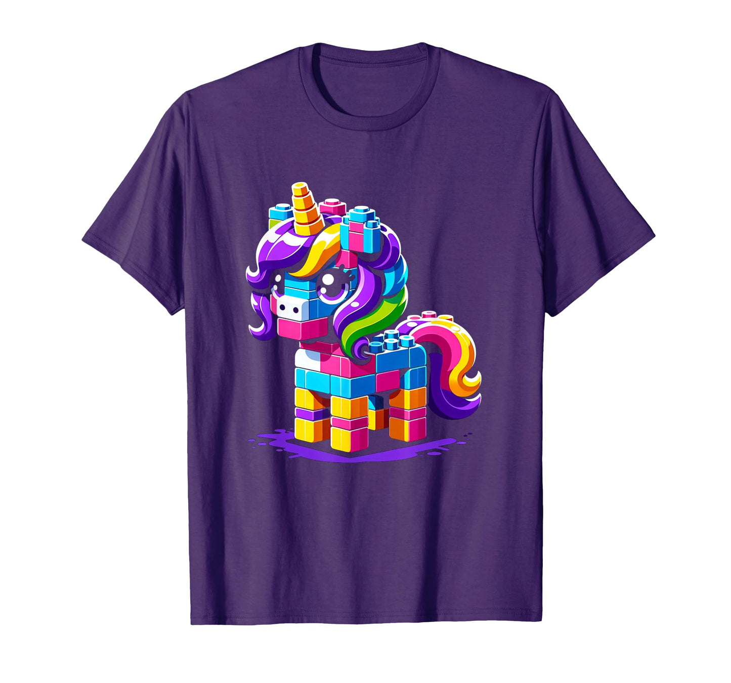 Block Building Unicorn Lover Master Builder Bricks T-Shirt