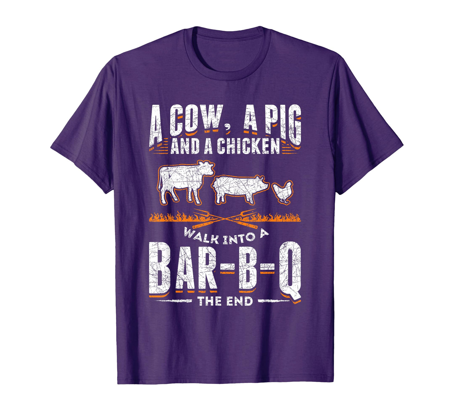 A Cow A Pig And A Chicken Walk Into A Bar B Q The End BBQ T-Shirt