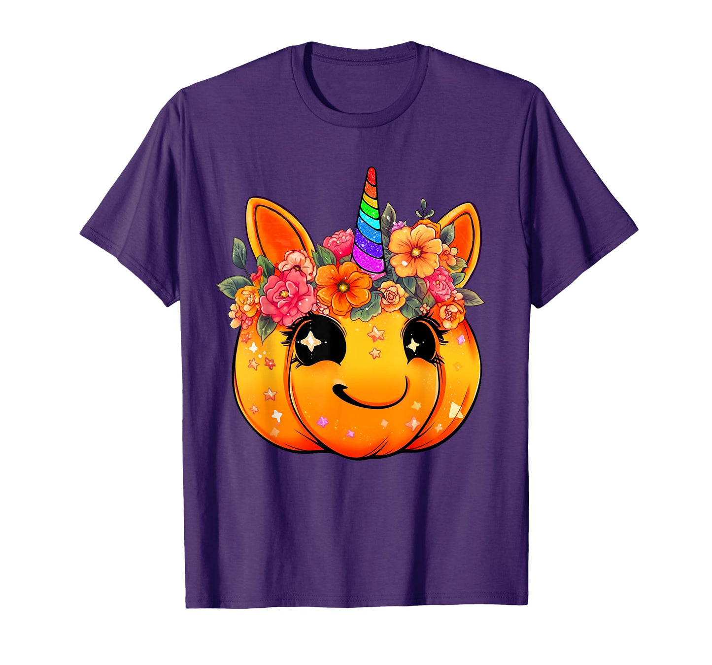 Cute Unicorn Pumpkin Halloween Thanksgiving Fall Autumn Girl T-Shirt