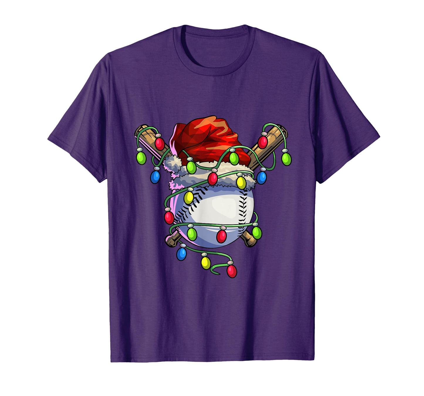 Christmas Baseball Xmas Christmas Lights Baseball Player T-Shirt