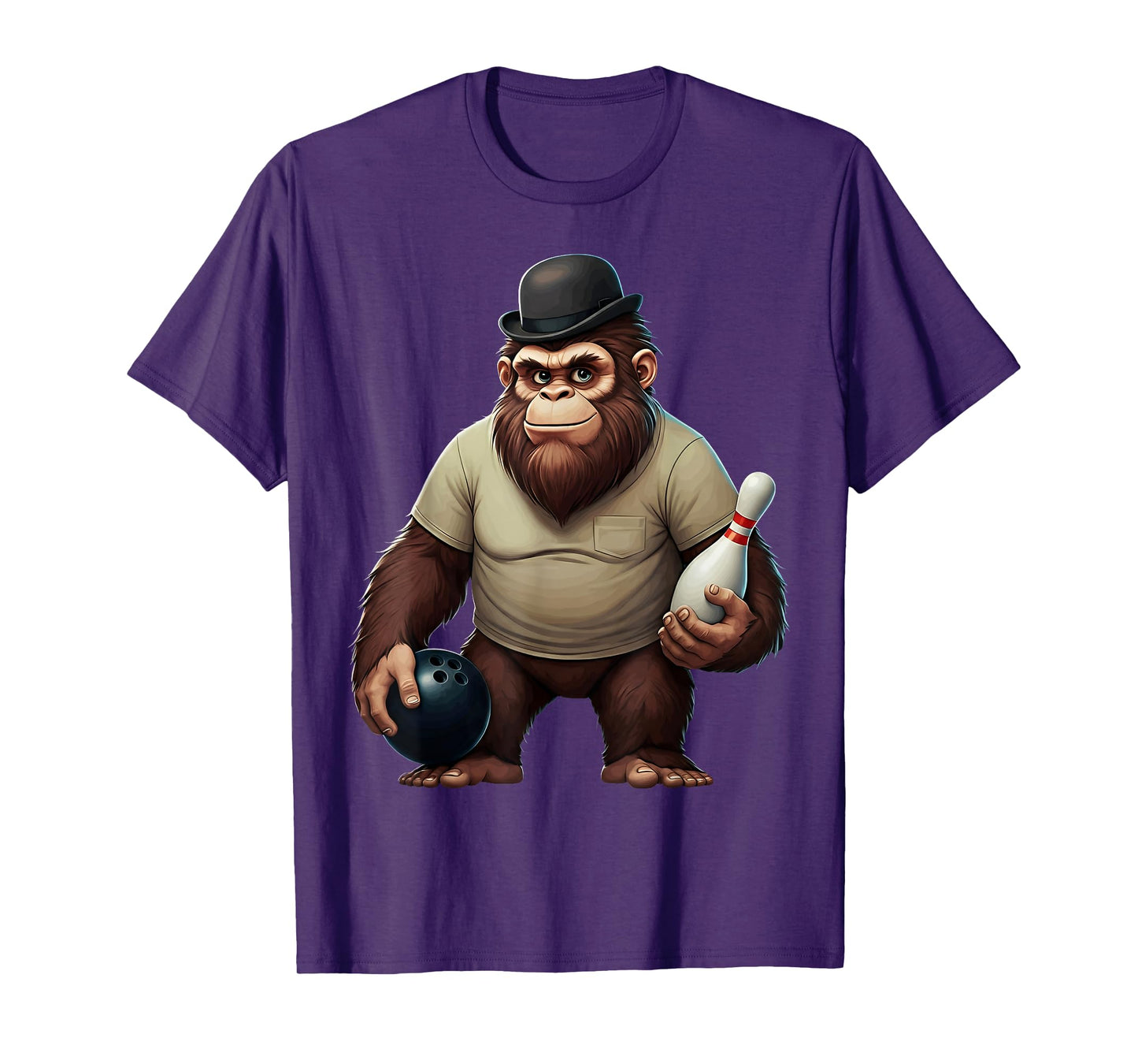 Vintage Cool Bowler Bigfoot Sasquatch Yeti Bowling Ball Pin T-Shirt