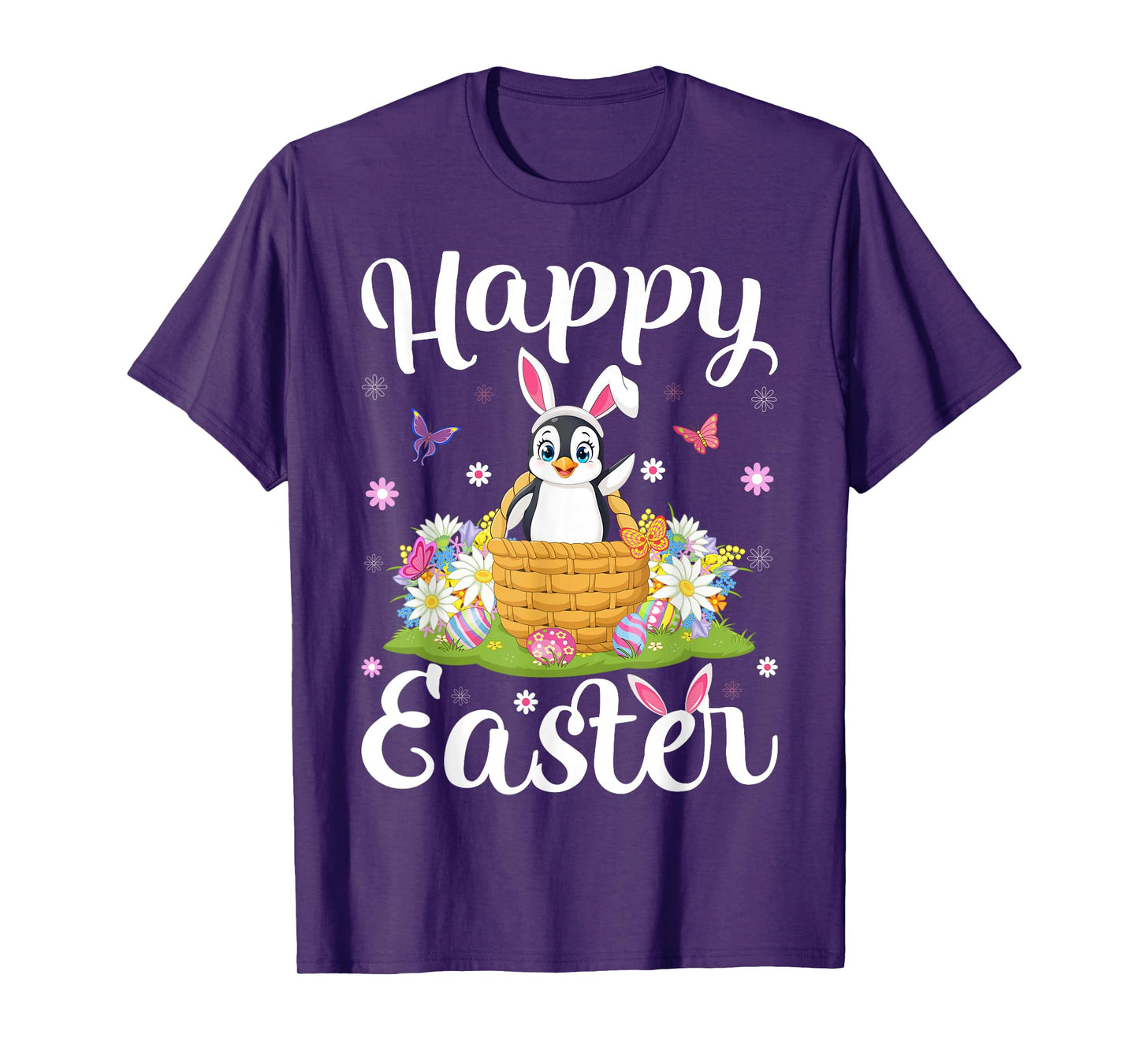 Penguin Happy Easter Egg Hunt Bunny Ear Penguin Easter T-Shirt