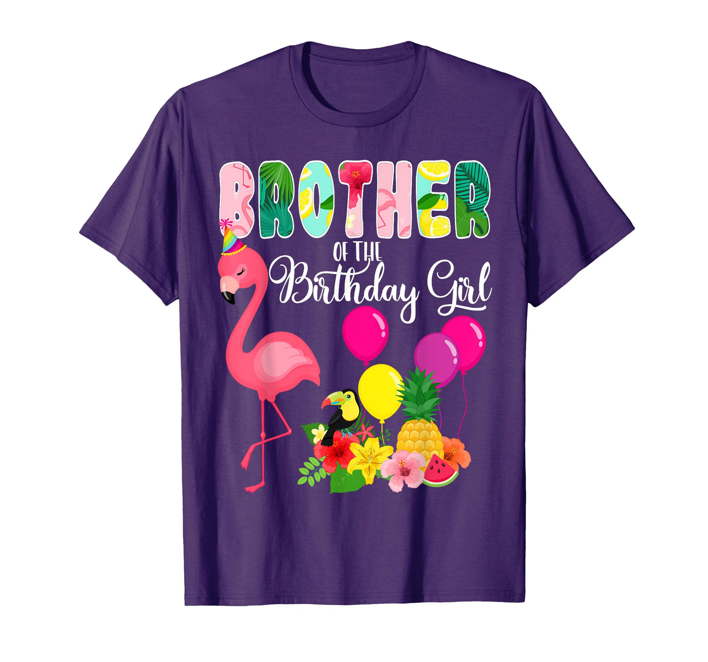 Flamingo Birthday Brother Of The Birthday Girl Flamingo Bday T-Shirt