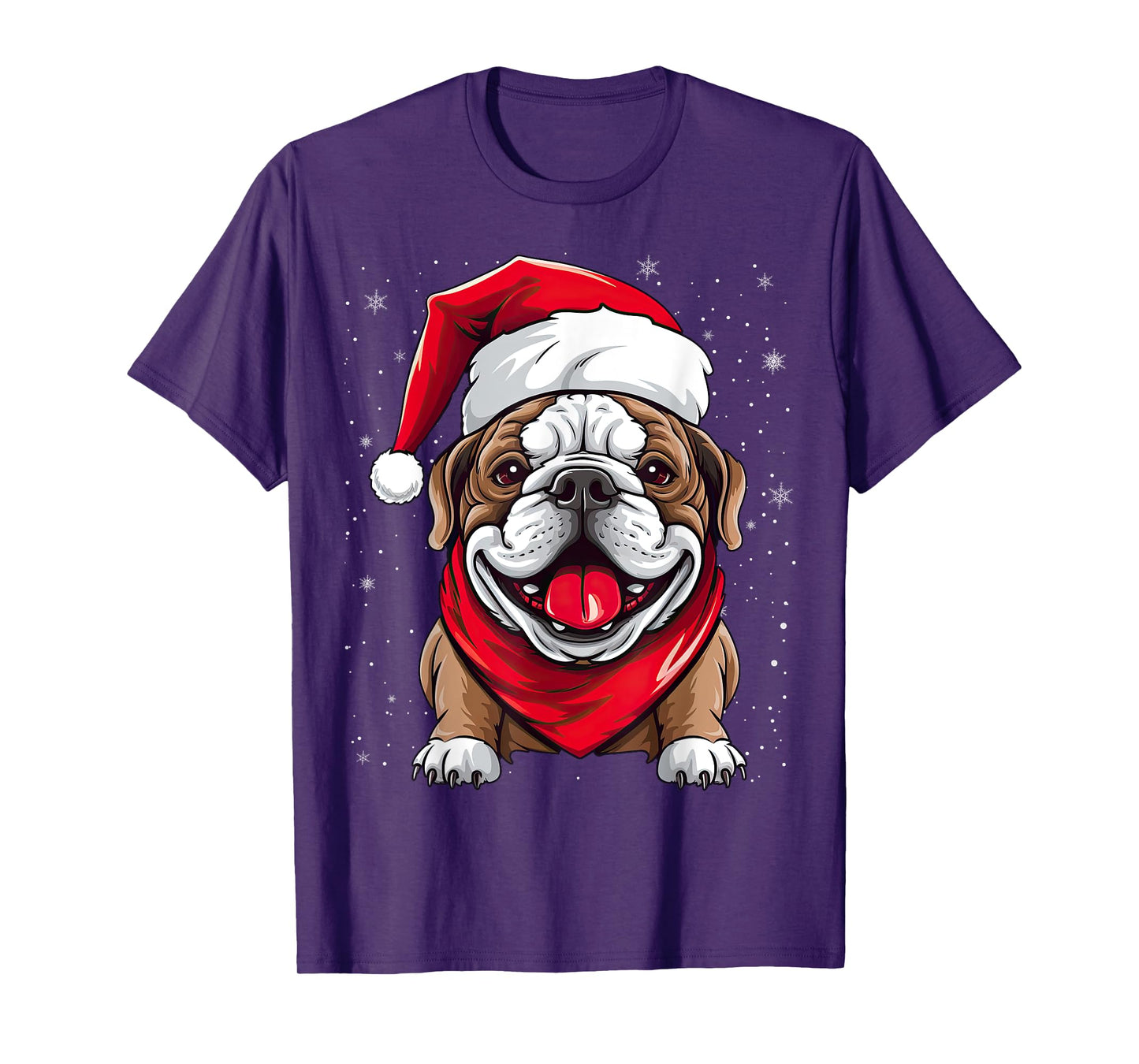 English Bulldog Santa Hat Christmas Party T-Shirt for Men Women Kids