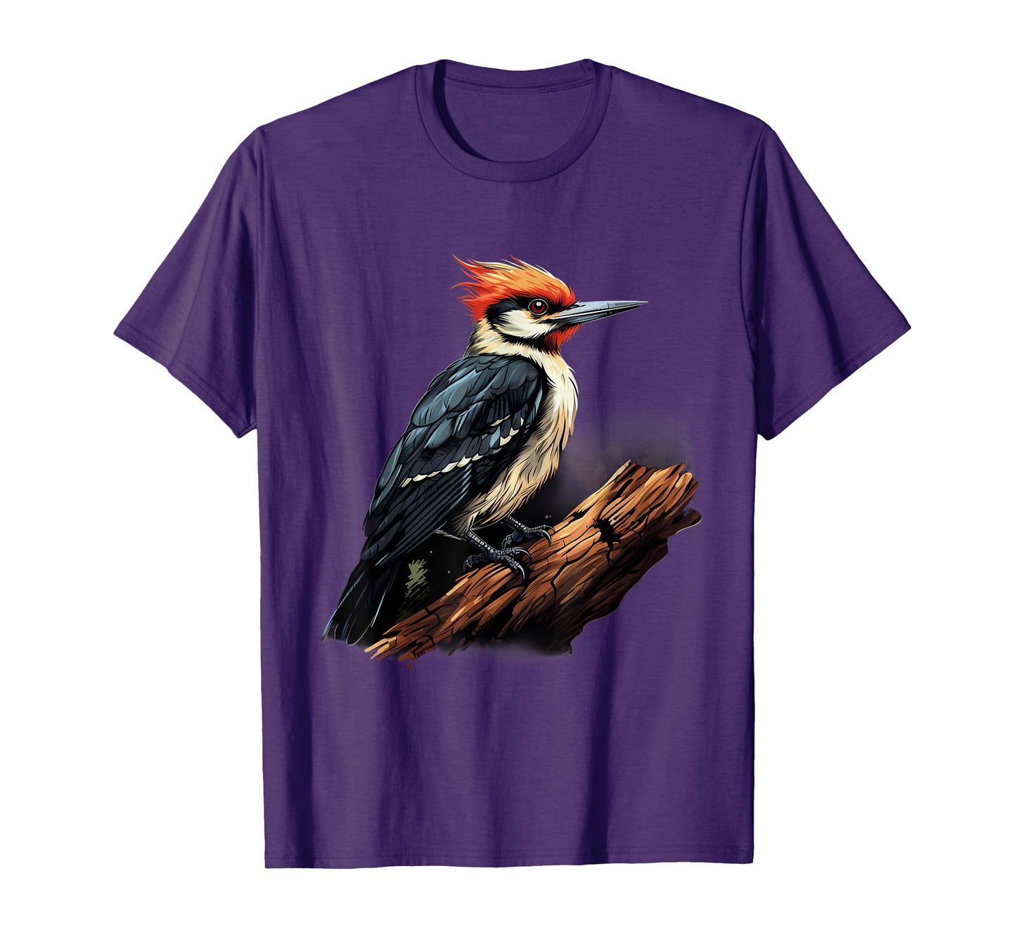 Woodpecker Artwork Nature Wildlife Animal Art Portrait T-Shirt