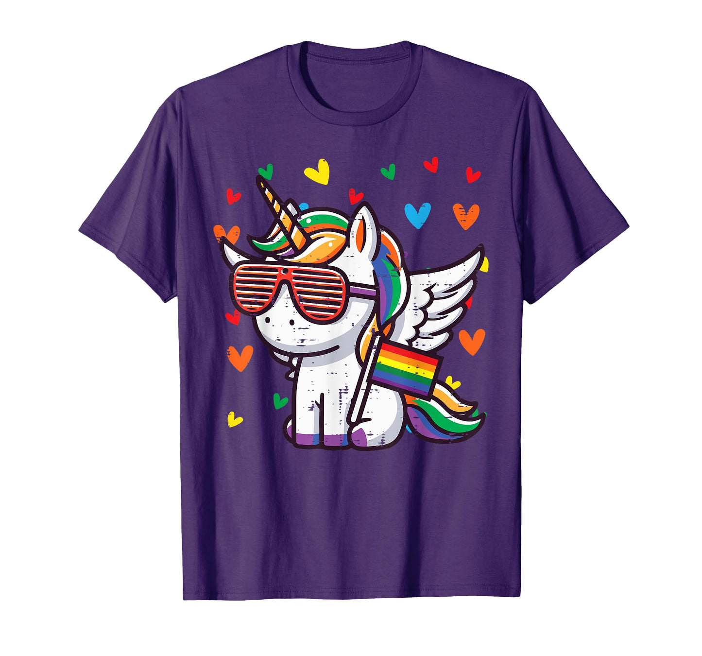 Gay Pride Unicorn Sunglasses LGBTQ Ally Rainbow Women Girls T-Shirt