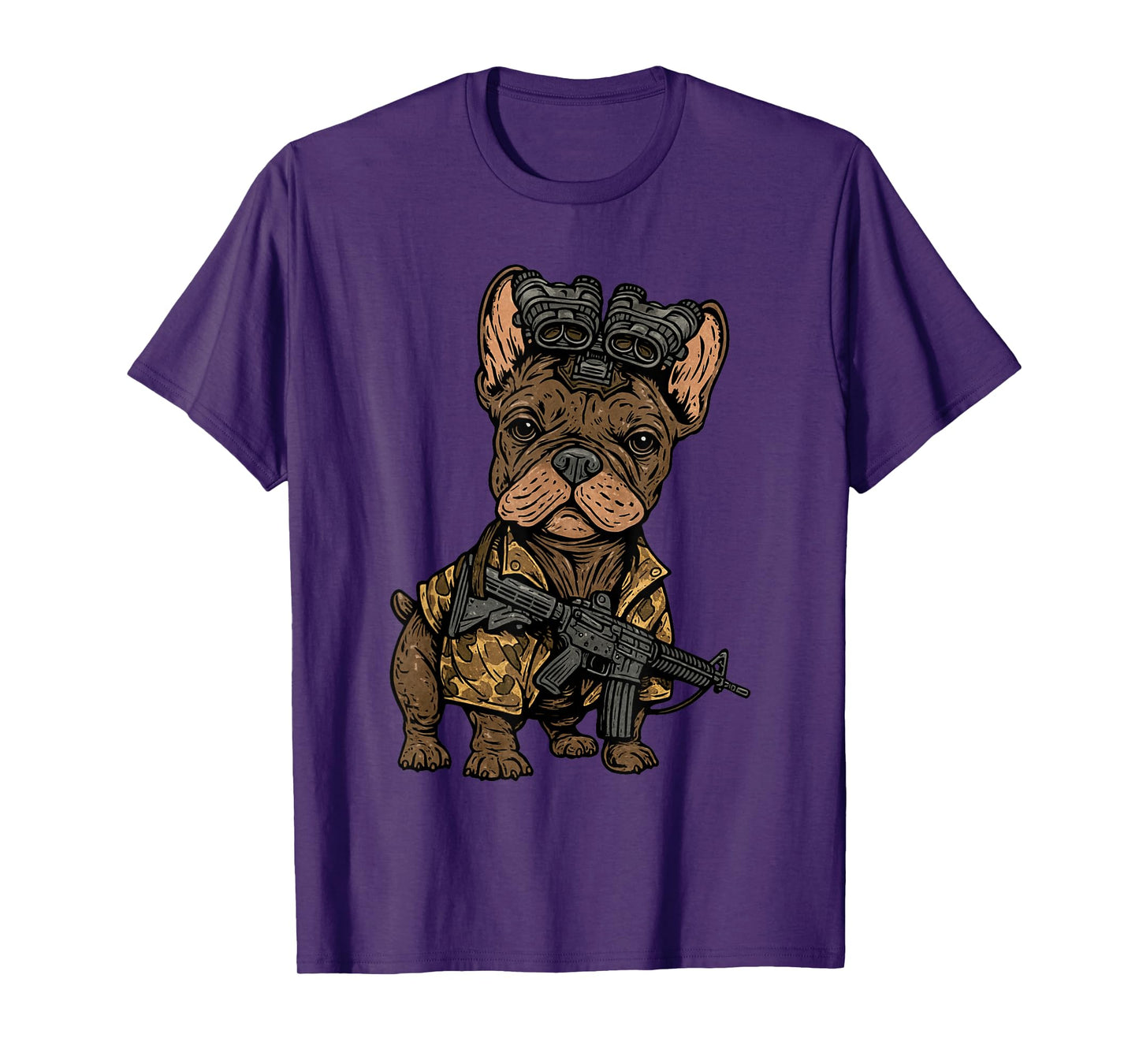 Tactical Frenchie Funny Dog Bulldog with NVG Meme T-Shirt