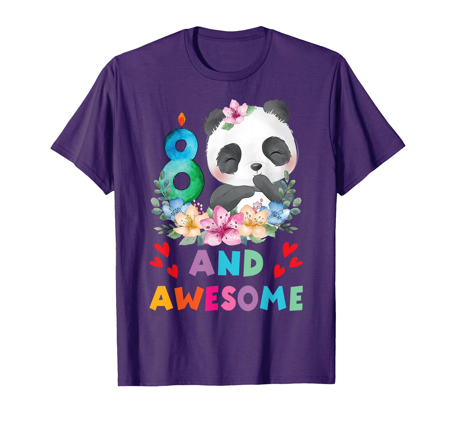 8 Years Old 8th Birthday Panda Unicorn Girl Party Gift T-Shirt