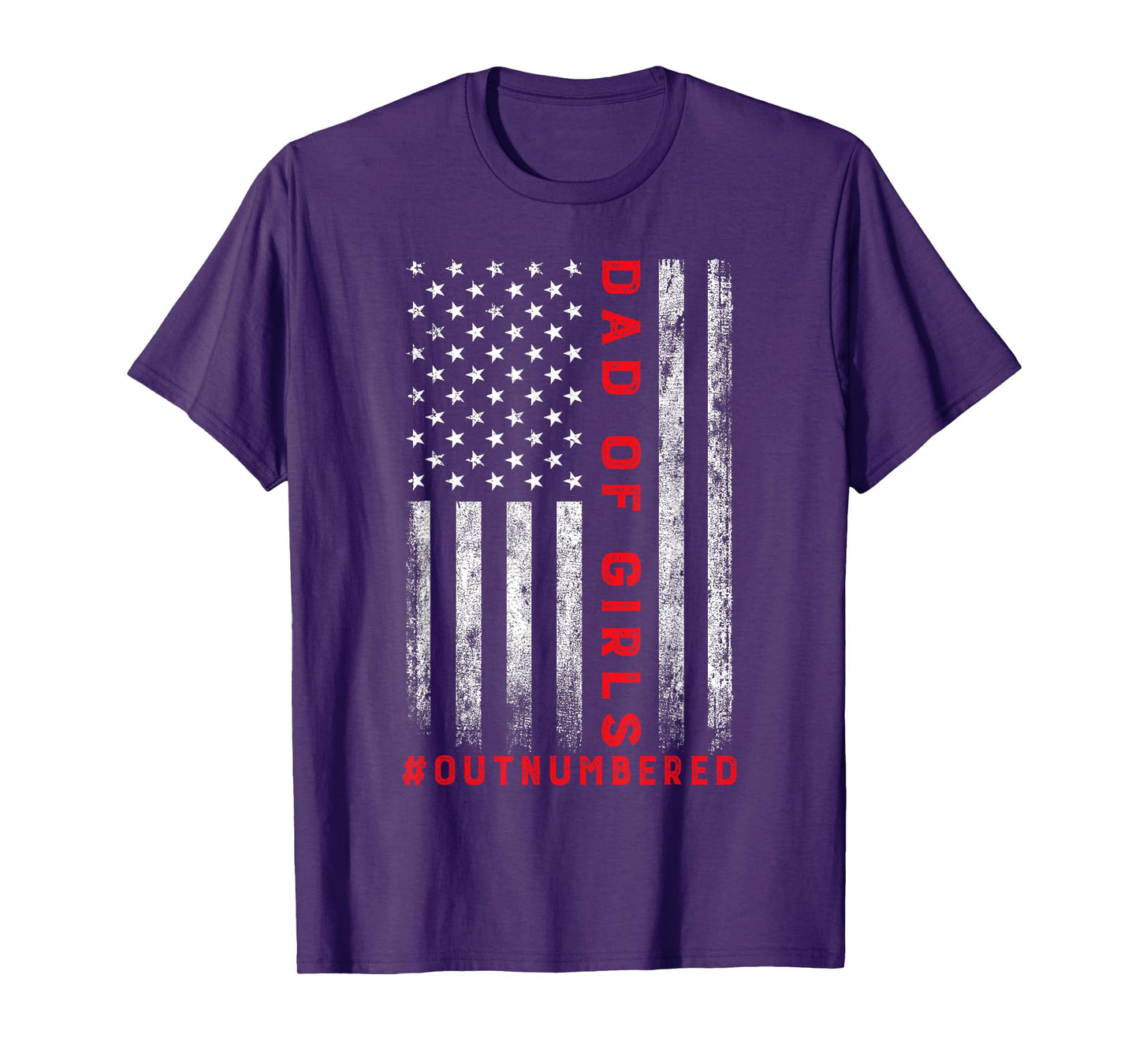 Dad Of Girls Outnumbered Vintage American Flag 4th Of July T-Shirt