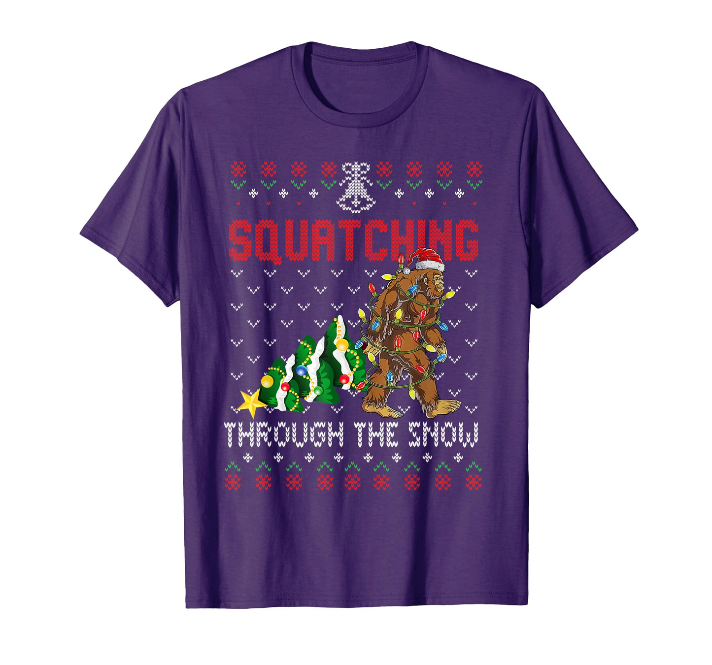 Funny Sasquatch Christmas Squatching Bigfoot Xmas Tree Ugly T-Shirt