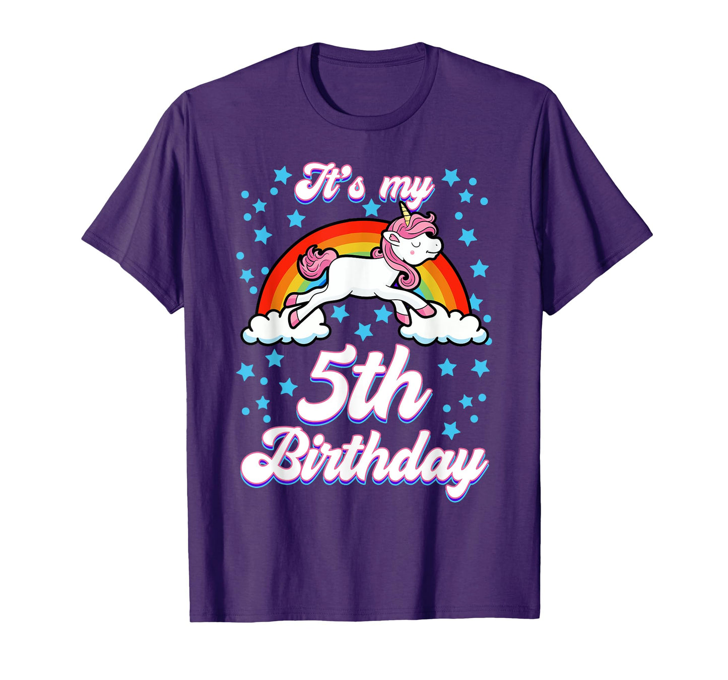It's My 5th Birthday Unicorn Rainbow Bday Theme Party T-Shirt