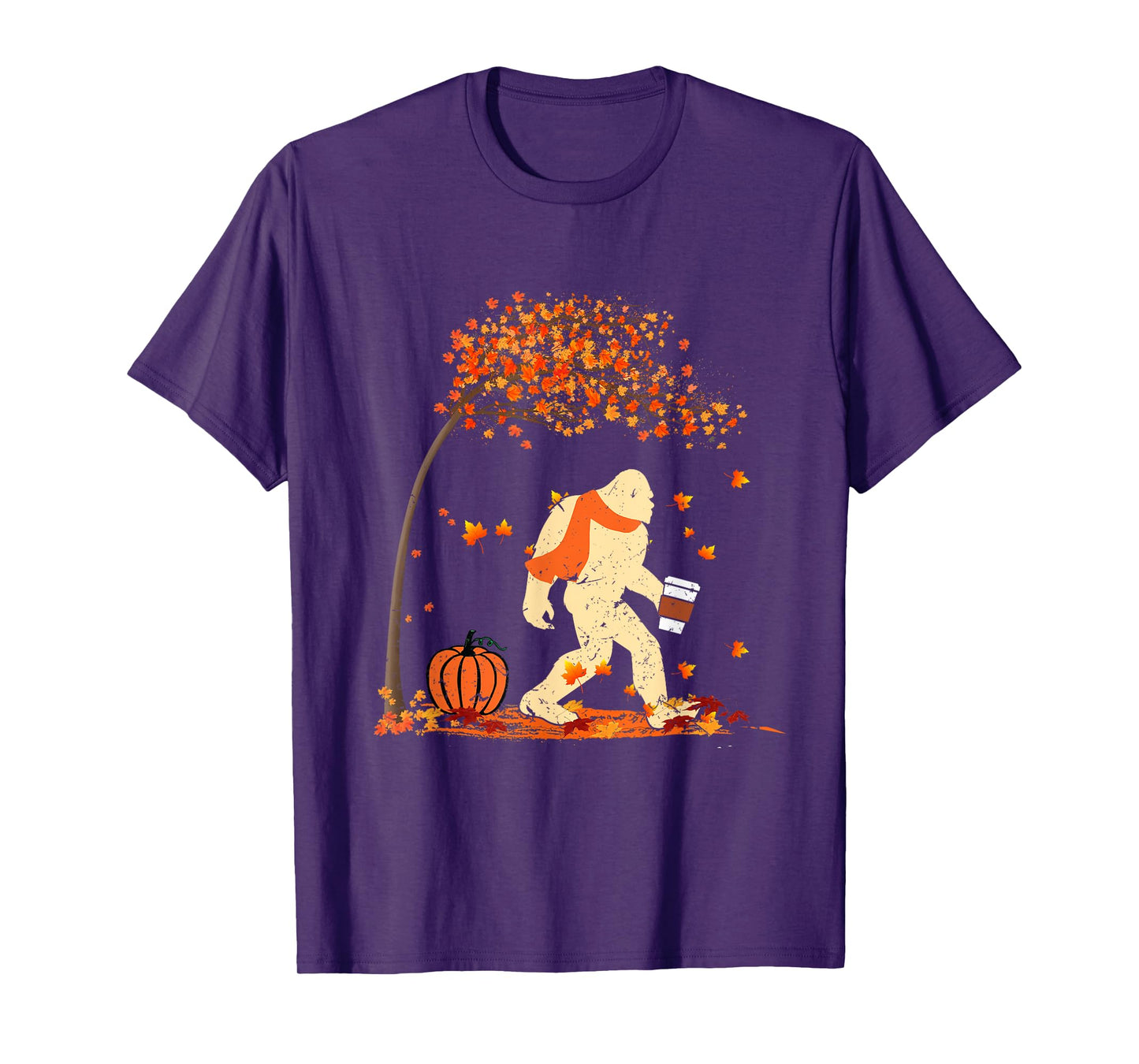 Ph Vintage Bigfoot Pumpkin Spice Costume Fall Tree Leaves T-Shirt