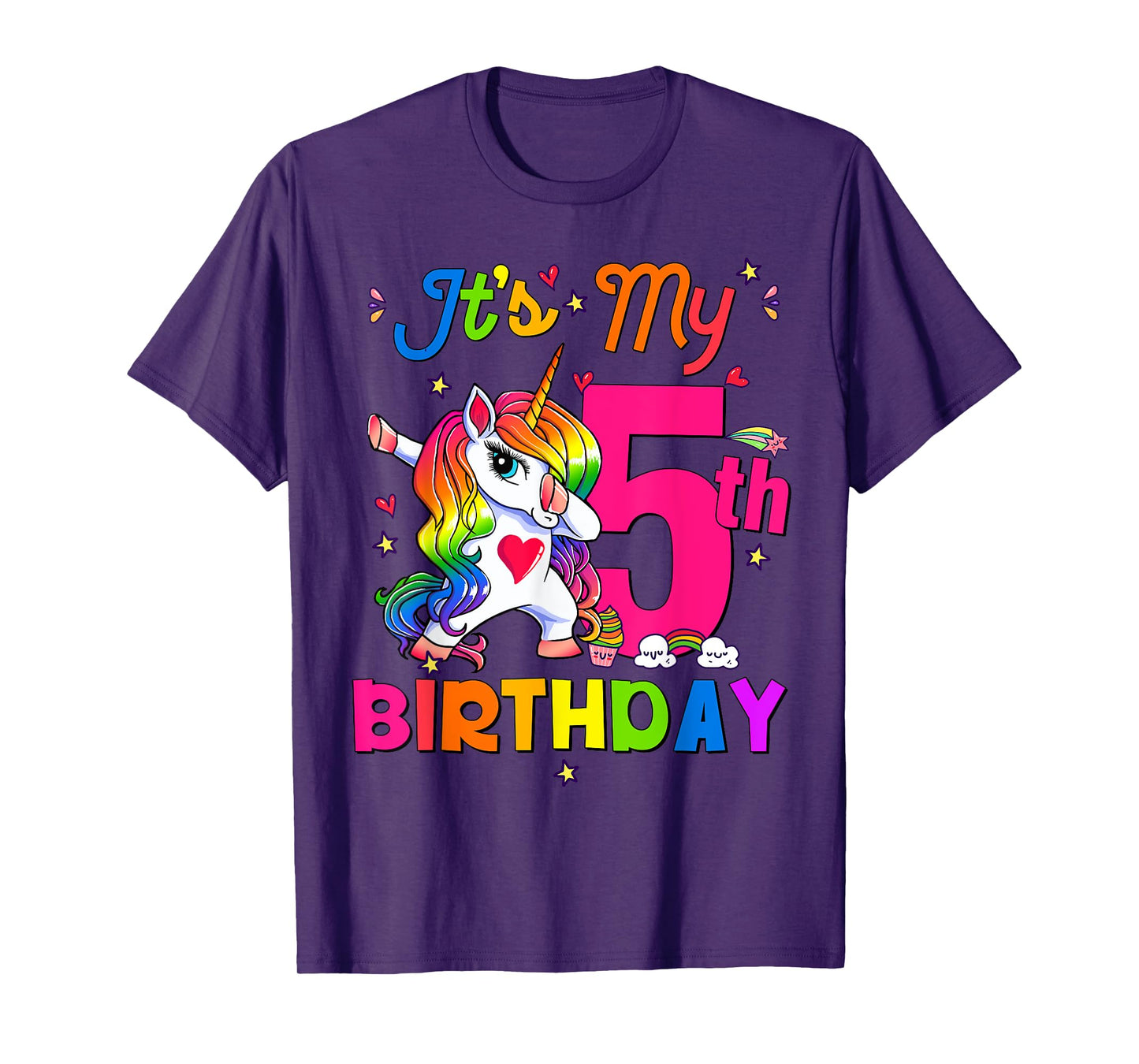 5 Years Old Unicorn It's My 5th Birthday Girl Party T-Shirt