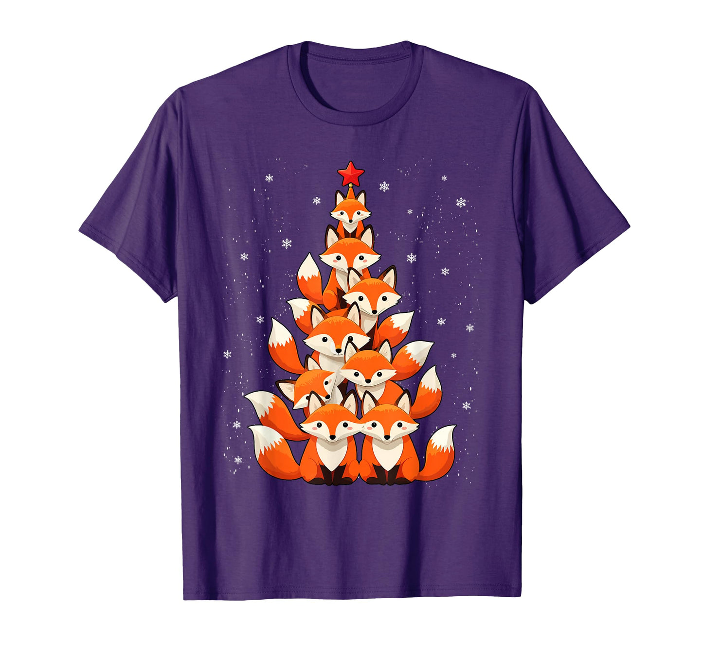 Fox Christmas Tree Fox Xmas Tree for Women and Boys T-Shirt