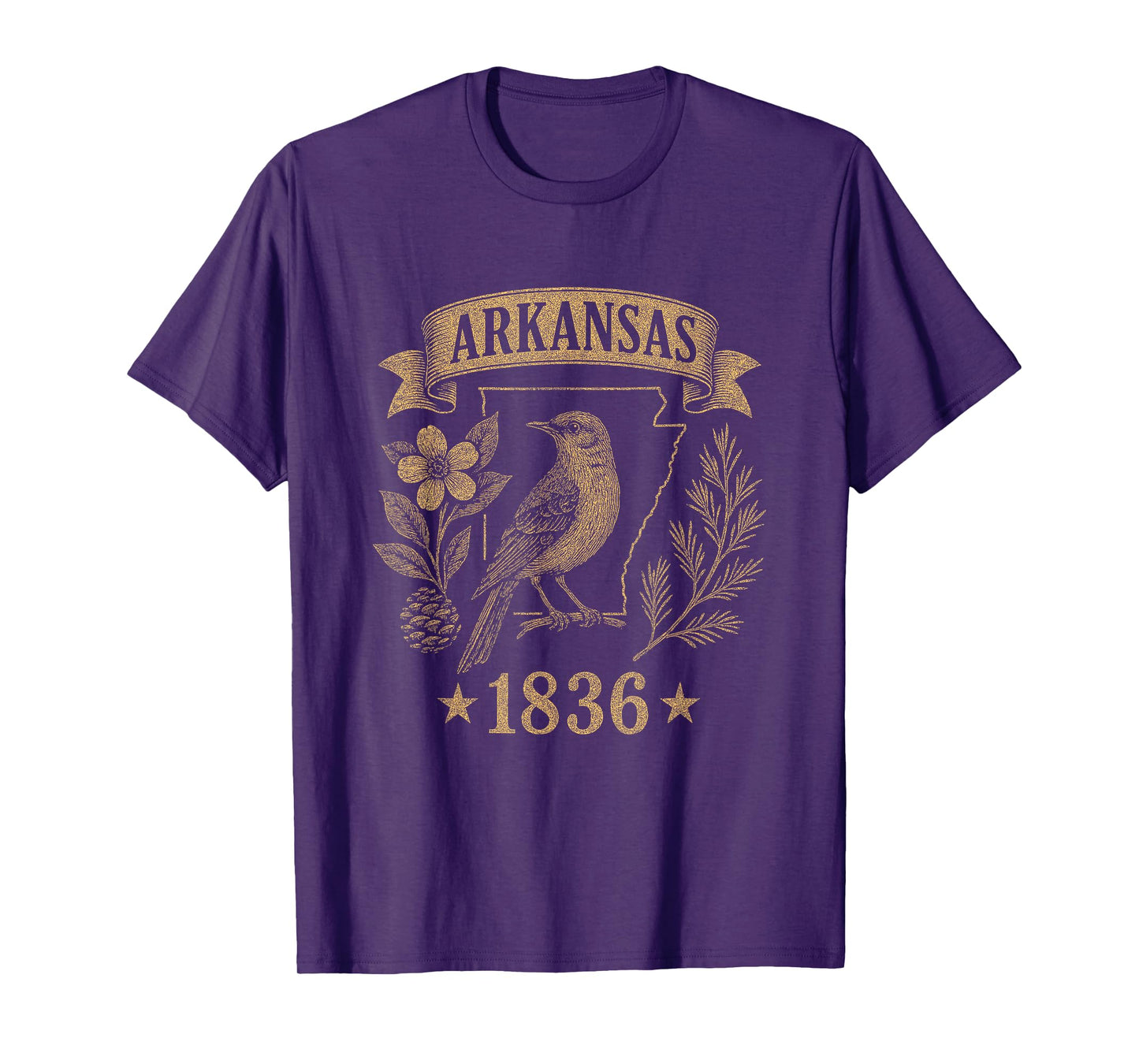 Arkansas 1836 Vintage Mockingbird Nature Retro Pride T-Shirt
