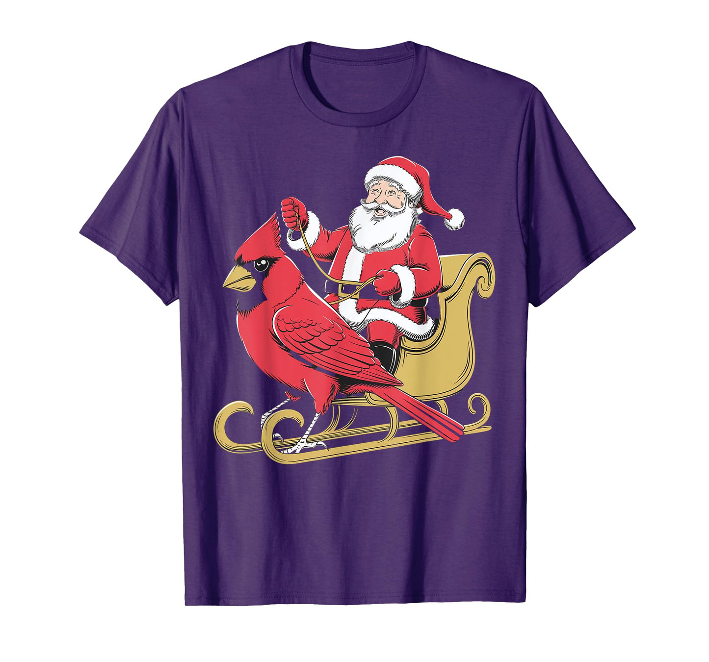 Santa Riding Giant Cardinal Bird for Christmas Lovers T-Shirt