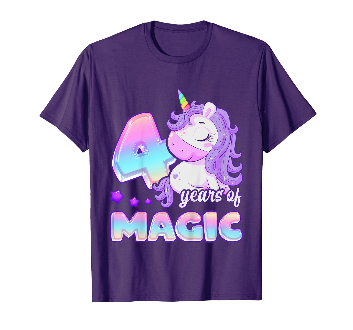 Birthday Girl 4 Year Old, Unicorn 4 Years of Magic Birthday T-Shirt