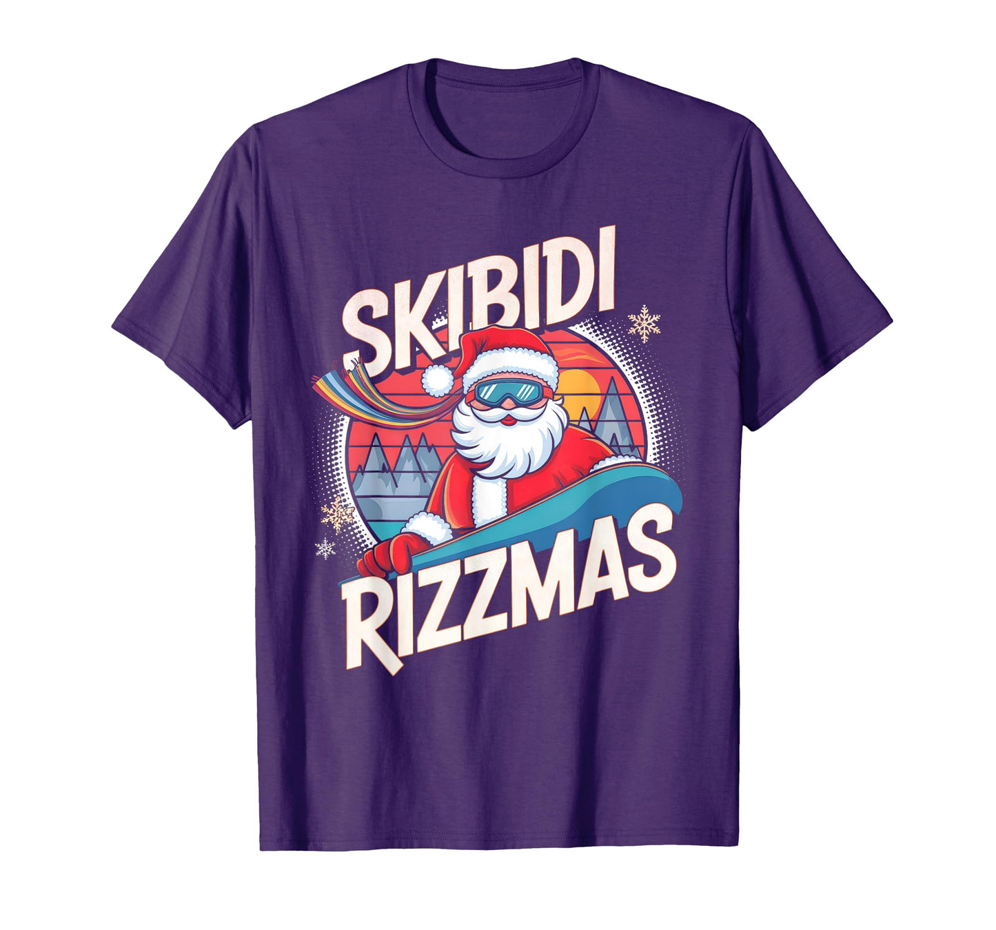 Skibidi Rizzmas Funny Santa Snowboarding Xmas Christmas T-Shirt